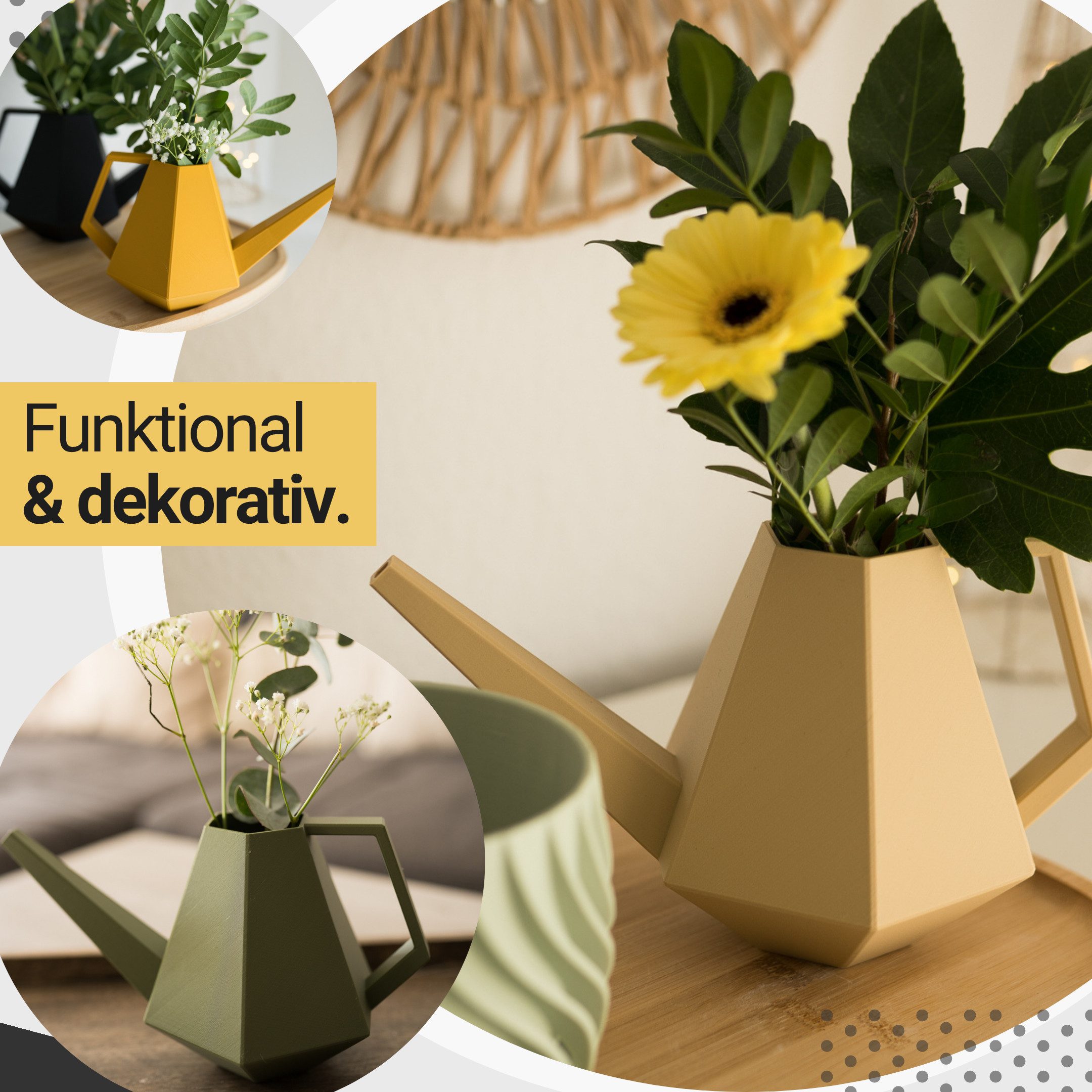 Shapes - Decorations Gießkanne Watering Can Premium Gießkanne, Indoor, Outdoor by Gazzaladra Design (Einzelmodell, 1 Kanne), 1.0: 14.78x14.75x25.70