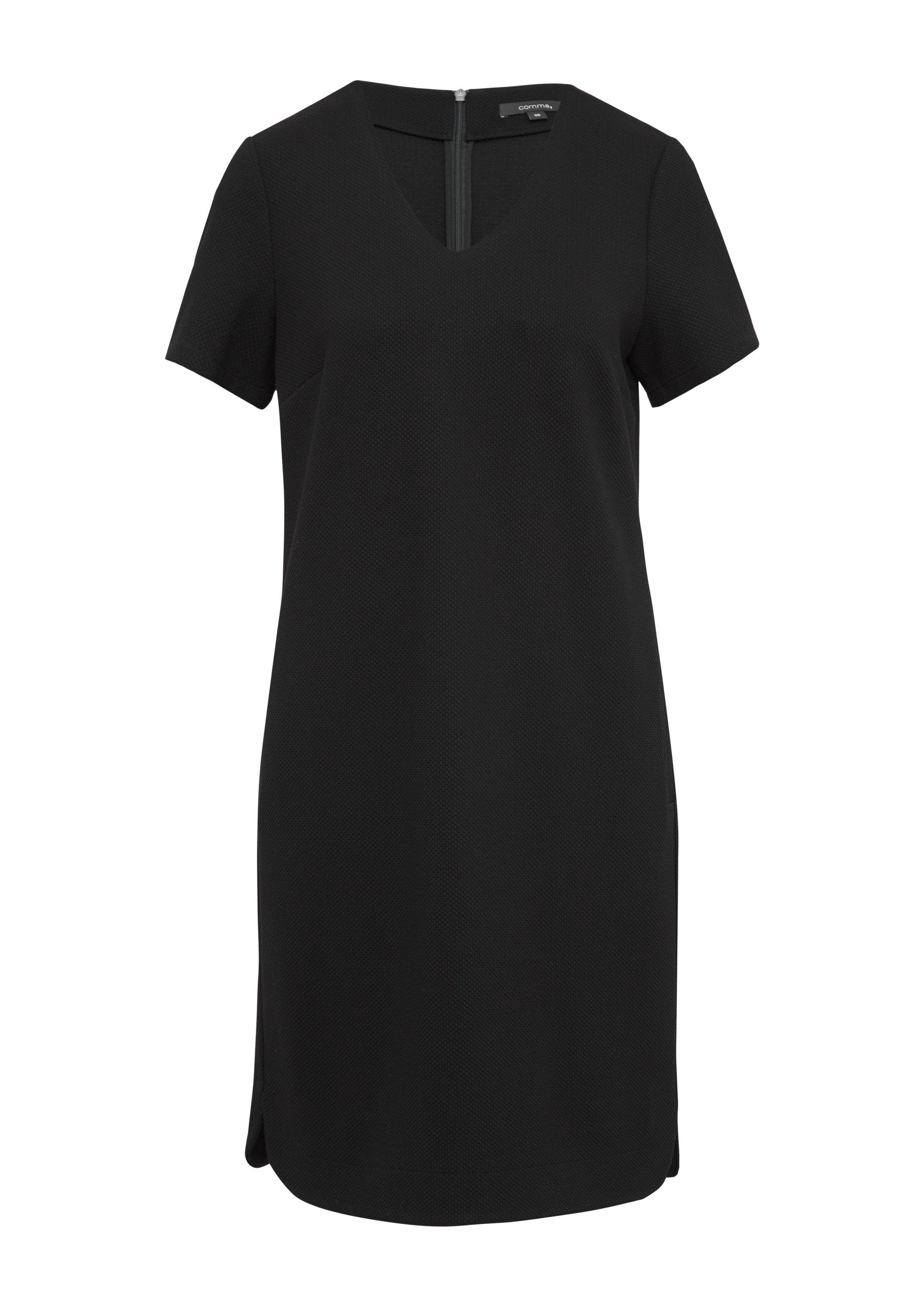 comma Midikleid Kleid Kurzes Piqué-Kleid mit V-Ausschnitt und Taschen günstig online kaufen