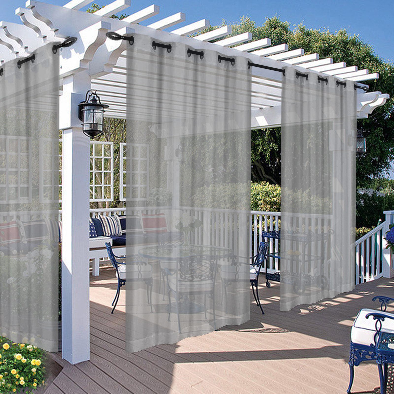 LMaxhome Outdoorvorhang Transparenter Outdoor Vorhang mit Ösen, wasserabweisend (1 St), Sichtschutz für Balkon, Garten, Veranda & Pavillon, 5 Farben