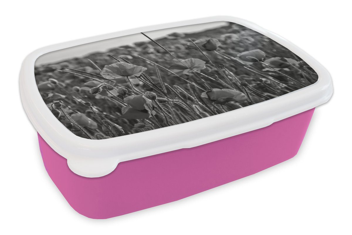 [Kauf es! ] MuchoWow Lunchbox Blumen - rosa Snackbox, Kunststoff, Brotdose Mohnblumen - Kunststoff Natur Kinder, - Rot, Mädchen, (2-tlg), Brotbox Erwachsene, für