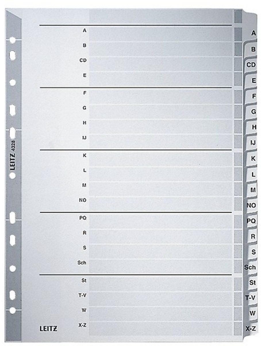 LEITZ Aktenordner Register A4 160g/qm Karton A-Z grau