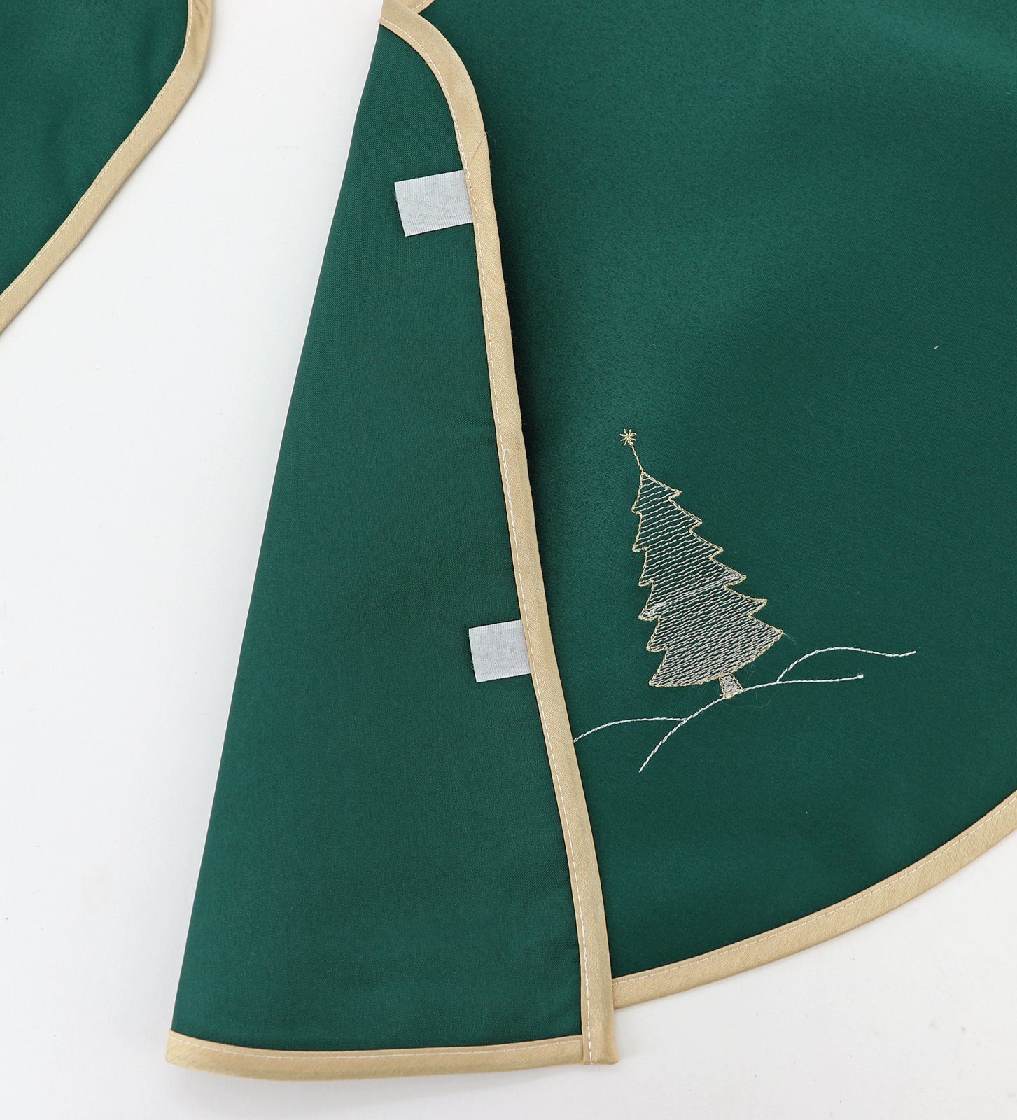 heimtexland Weihnachtsbaumdecke Weihnachtsdeko Baumschmuck Christbaumdecke Baumteppich (1-tlg), Weihnachtsbaum Deko gold bestickt Baumständer Schürze