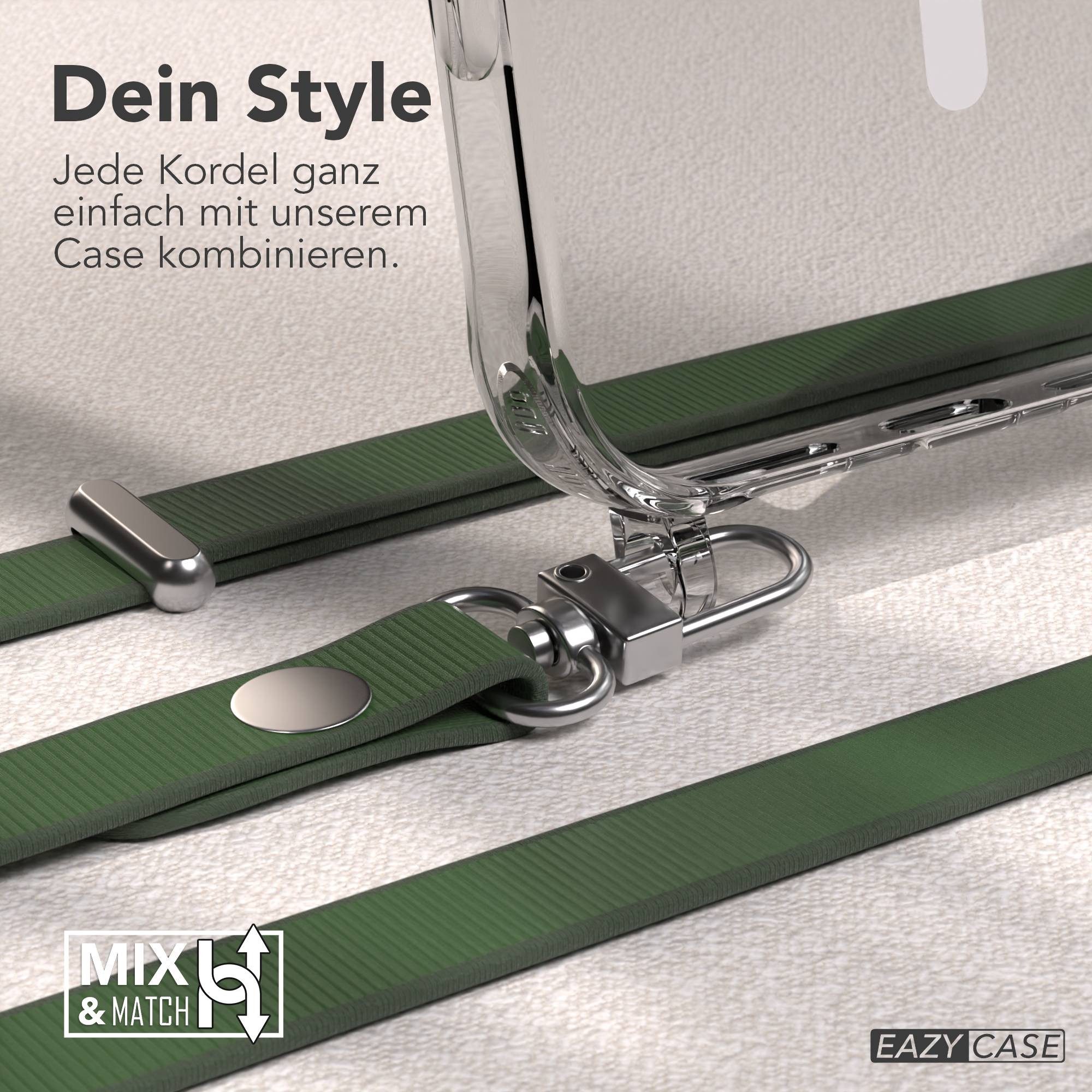 EAZY CASE Handykette für Apple iPhone 17 Pro Max Handyhülle mit Handyband magnetisch, MagSafe Handyhülle in Dunkelgrün mit 2x2 Connectoren und Magnetband