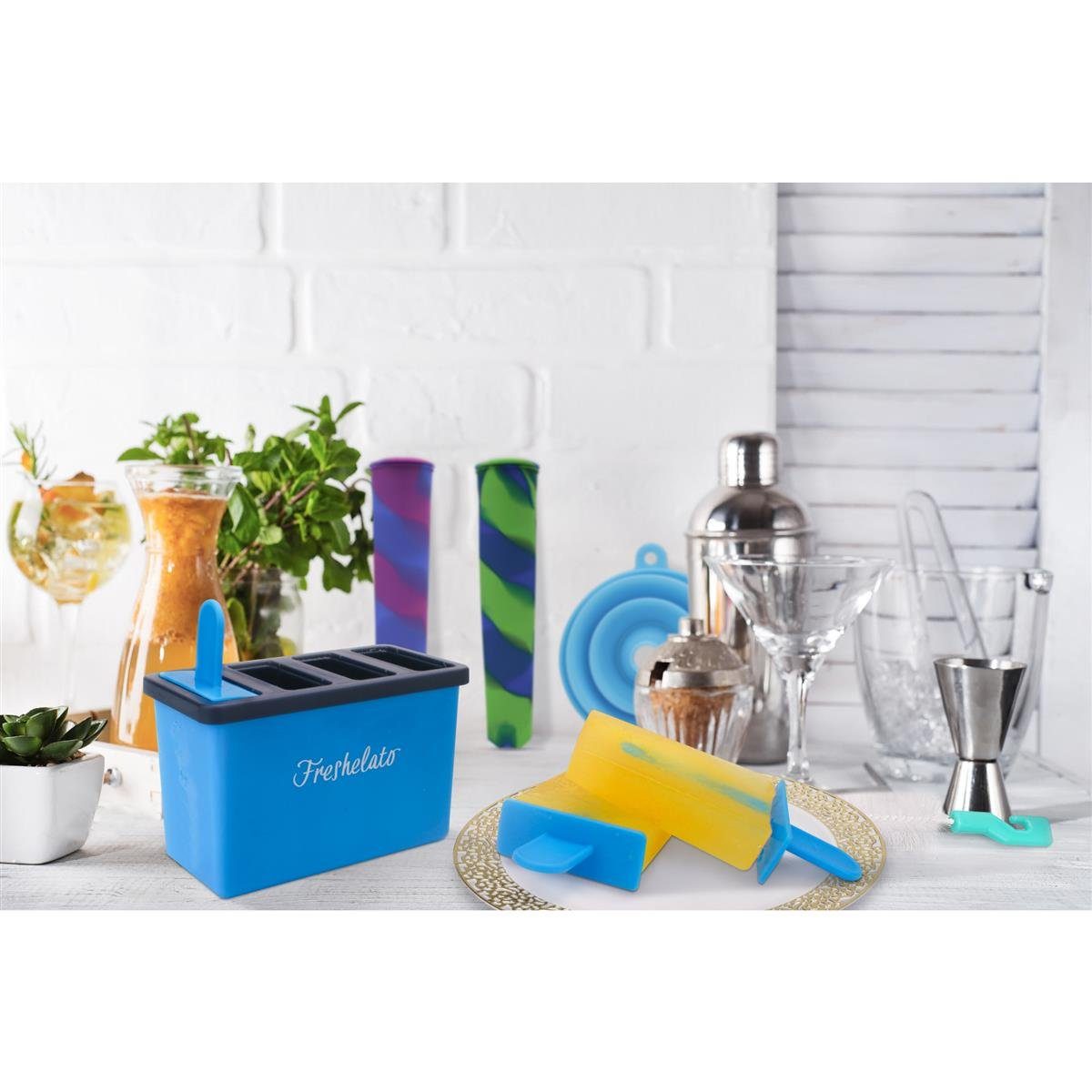 Freshelato Eisform Freshelato - Eis am Stiel formen Set + 2 Silikon Eis Formen