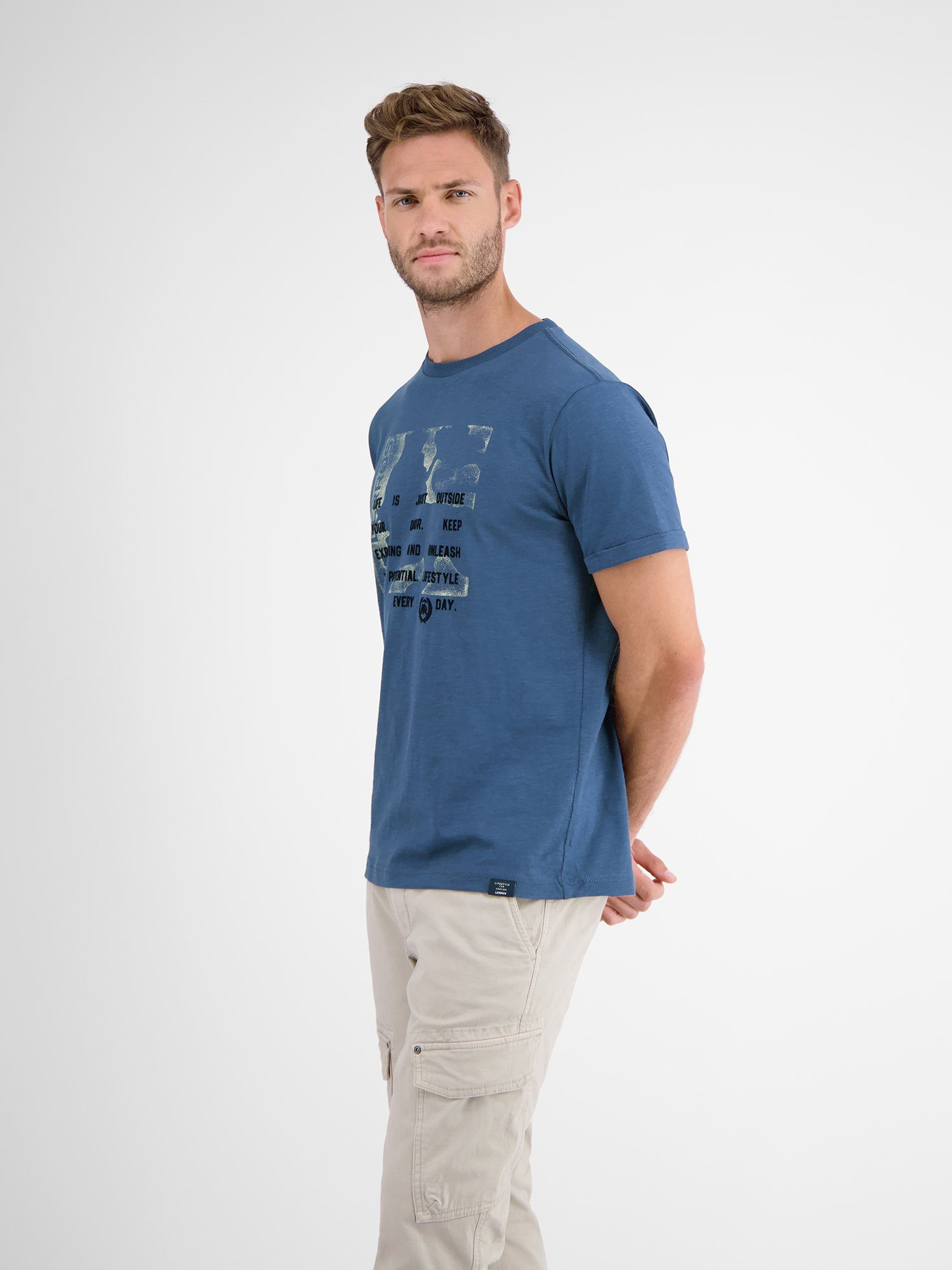 LERROS T-Shirt LERROS STORM T-Shirt, BLUE Graphic Print