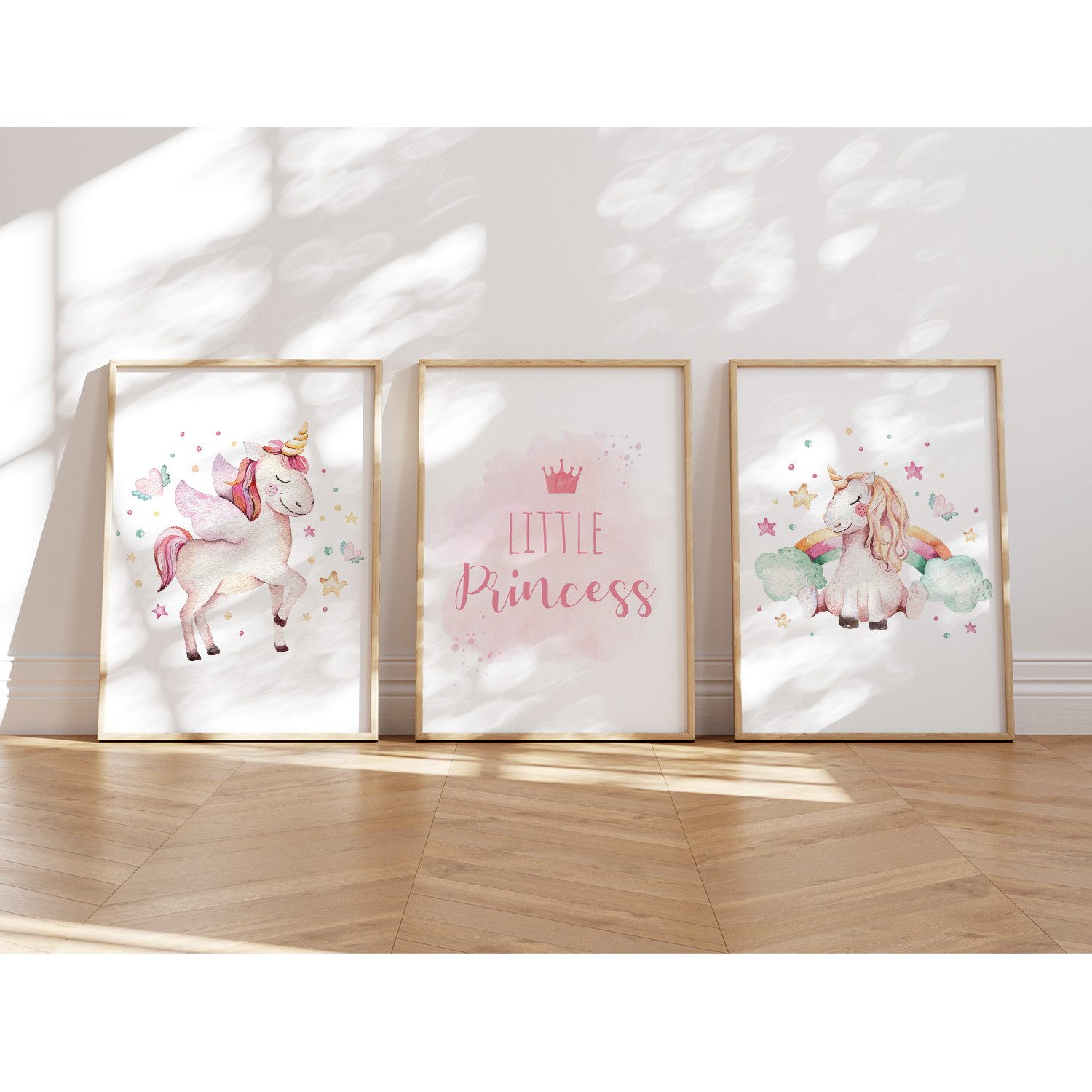 MeinBaby123® Poster Einhorn Bilder Kinderzimmer, Poster Kinderzimmer Deko, Babyzimmer Deko, Wandbilder,  Einhorn,  Prinzessin