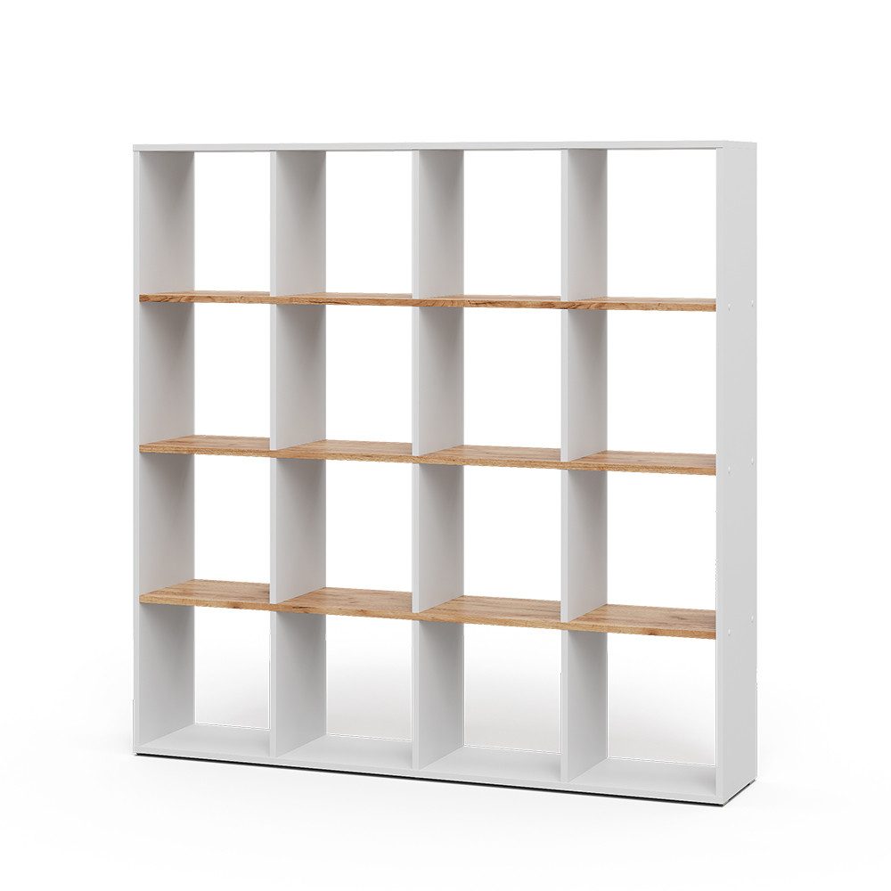 Vicco Raumteiler Karree, Weiß/Goldkraft Eiche, 138.5 x 142.5 cm günstig online kaufen