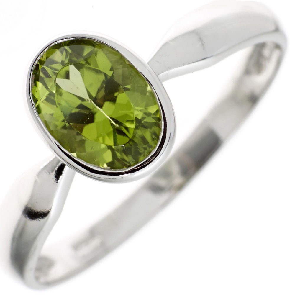 Schmuck Krone Silberring Damenring Ring Peridot Silber grün 925 oval echtem Silber 925 mit Fingerschmuck
