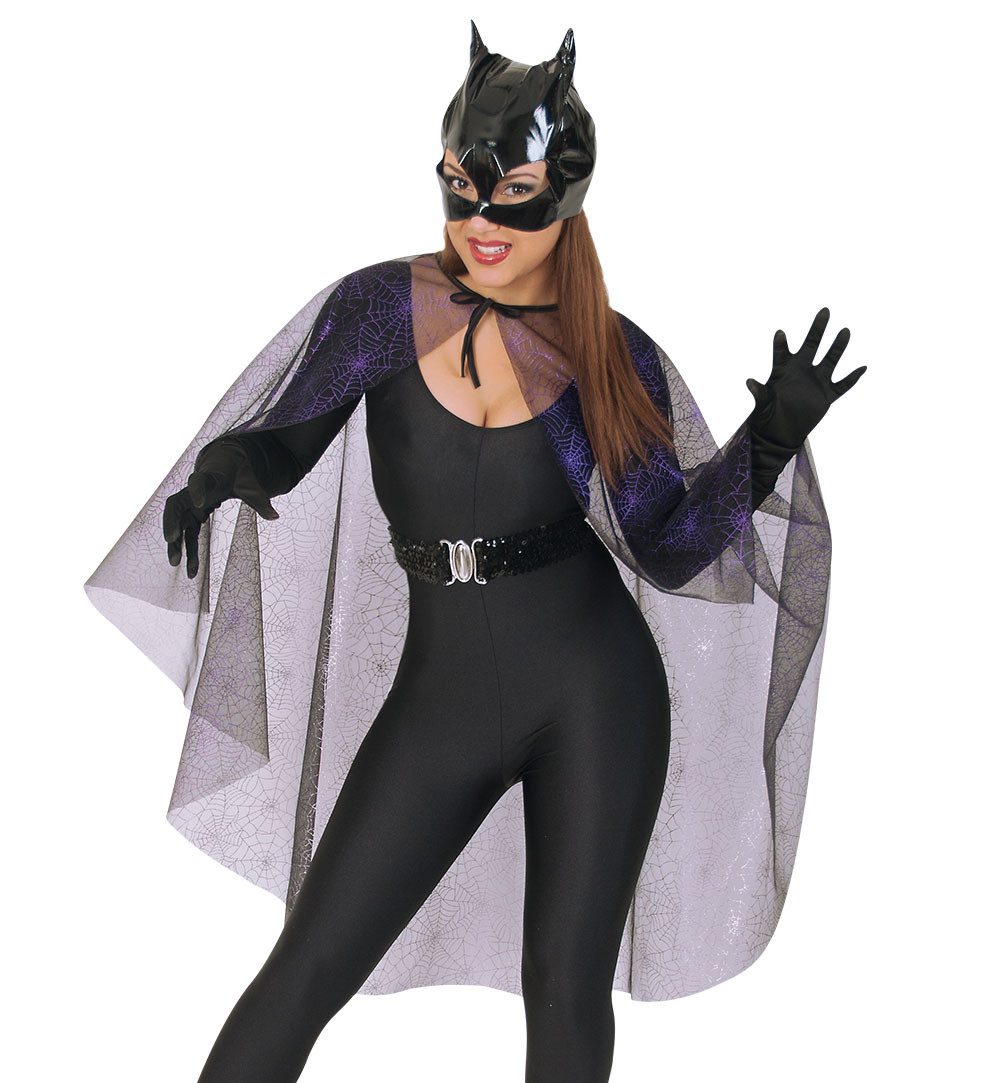 Hexen-Kostüm Spinnen Hexen Vampirin Umhang Cape Einheitsgröße Halloween Karneval