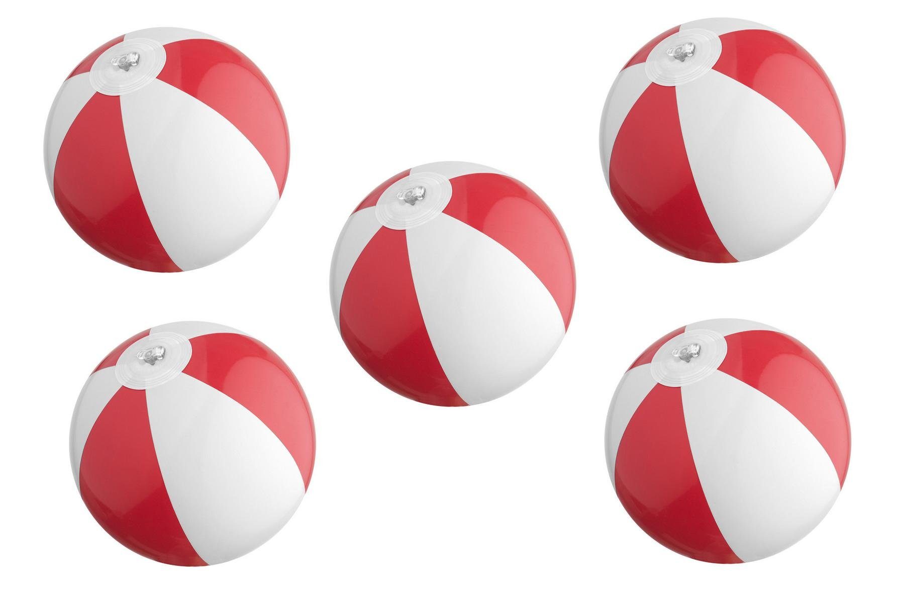 Wasserball 5x Mini Strandball / Wasserball / Farbe: rot-weiß