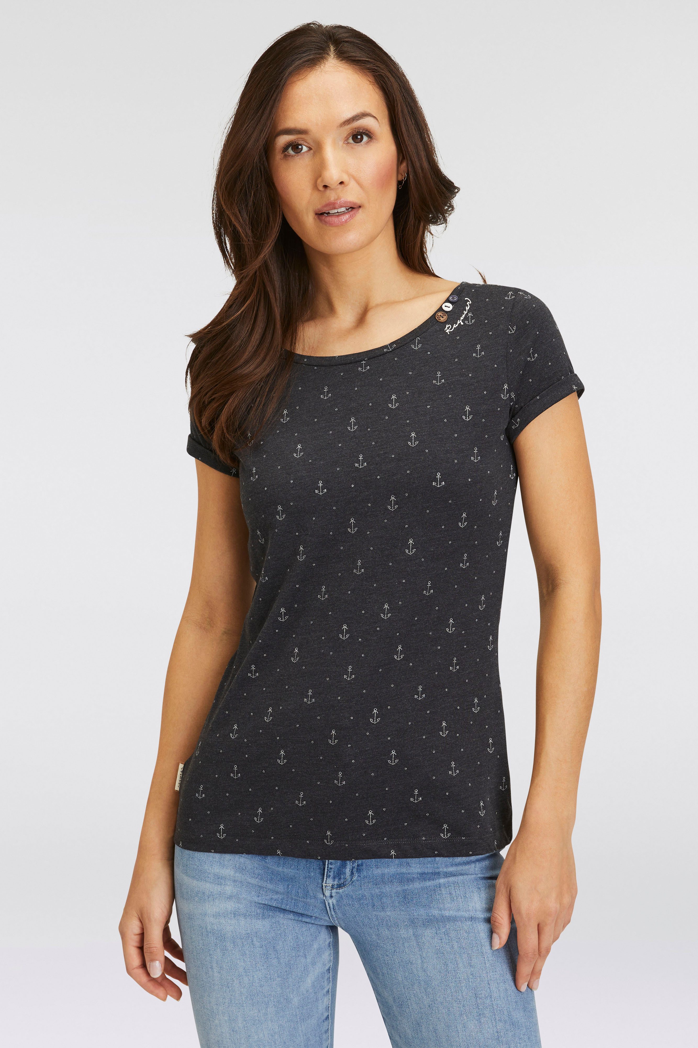 Ragwear T-Shirt "FLORAH A ORGANIC O", mit maritimen Anker-Allover-Druck günstig online kaufen