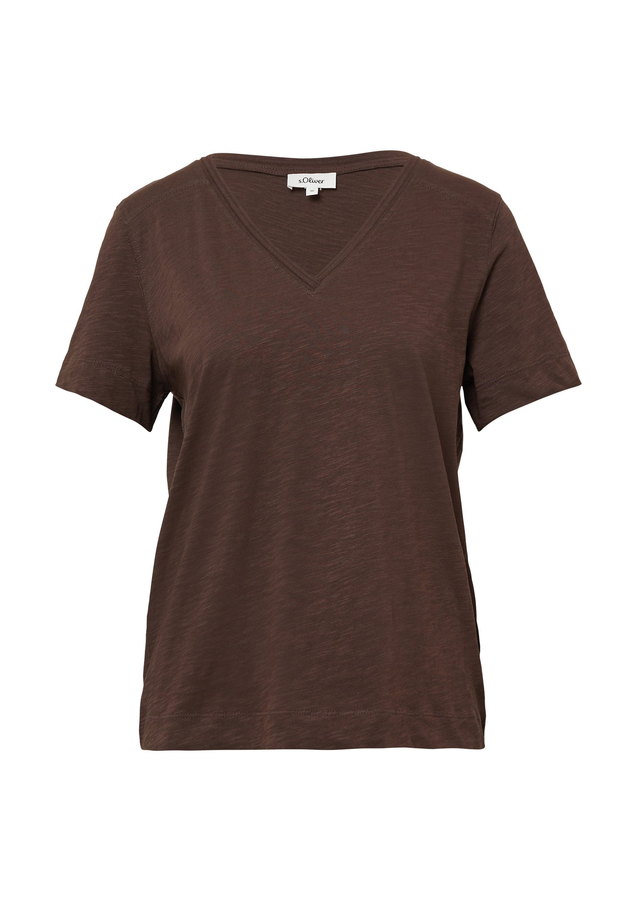 s.Oliver Kurzarmshirt T-Shirt T-Shirt aus Flammgarn günstig online kaufen