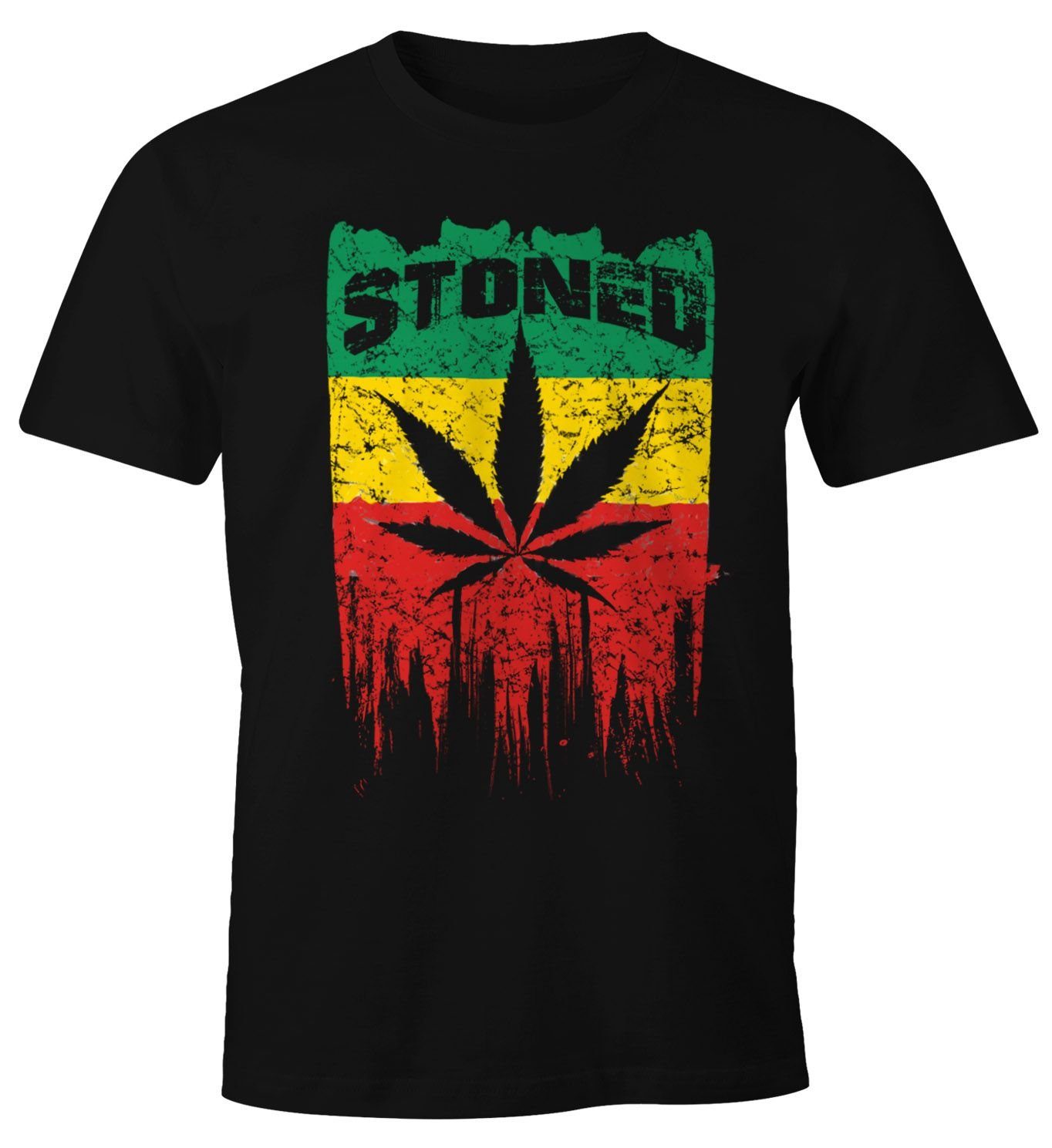 Print-Shirt Herren T-Shirt Stoned Weed Gras Marihuana Blatt XXL Fun-Shirt