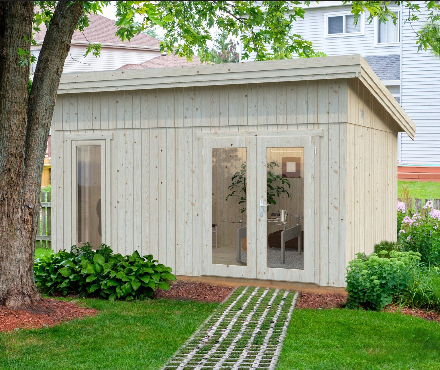 Palmako Gartenhaus Palmako Gartenhaus Nordic Haus Simone Home Office, 18 mm, 452 x 330 x 281 cm, unbehandelt