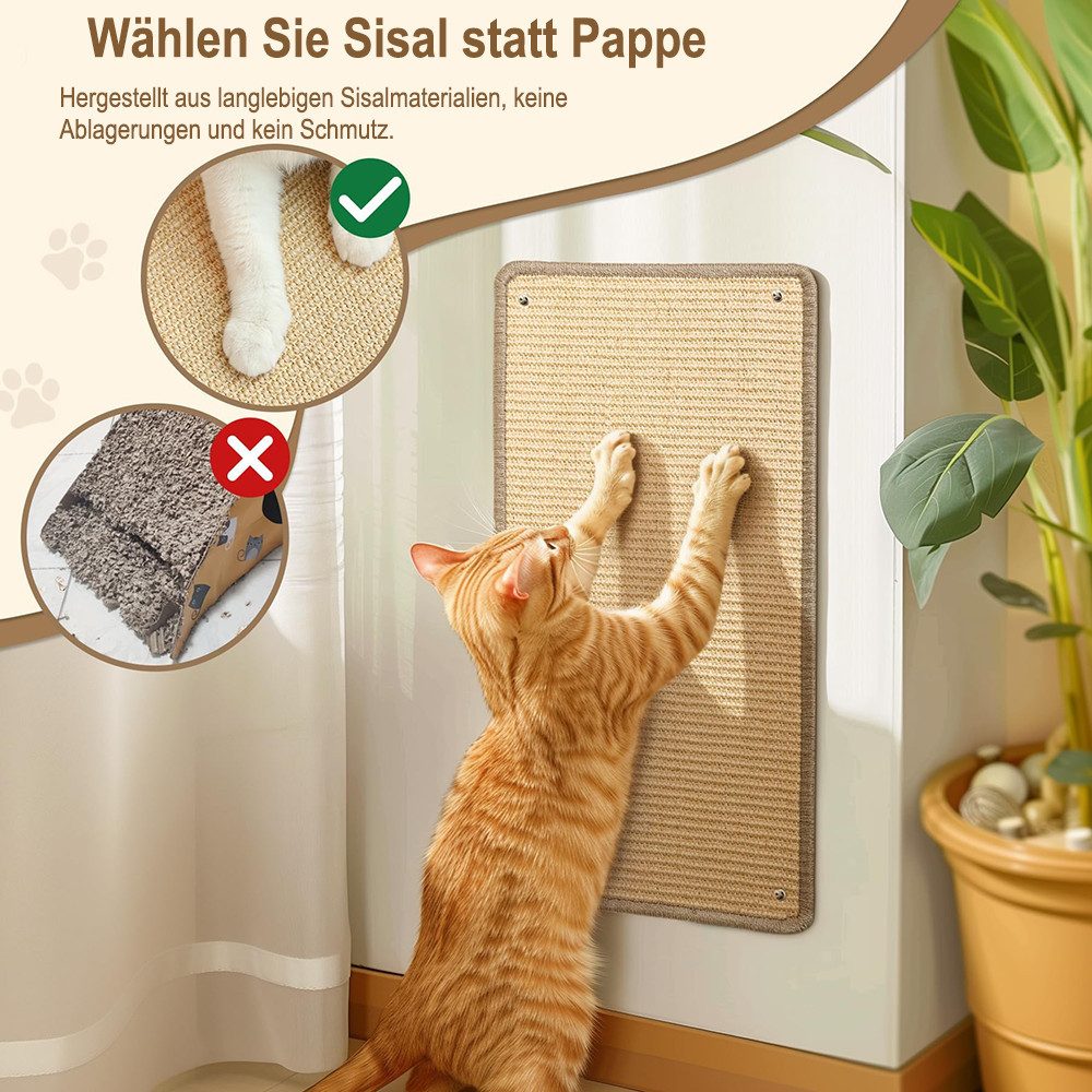 Ledander Kratzmatte Kratzschutz für Katzen – Sisal-Kratzmatte für Katzen, (1-tlg., Zur Linderung von Angst und für das Verhaltenstraining), Schutz für Sofa Möbel und Türen, Katze Wand Kratzschutz