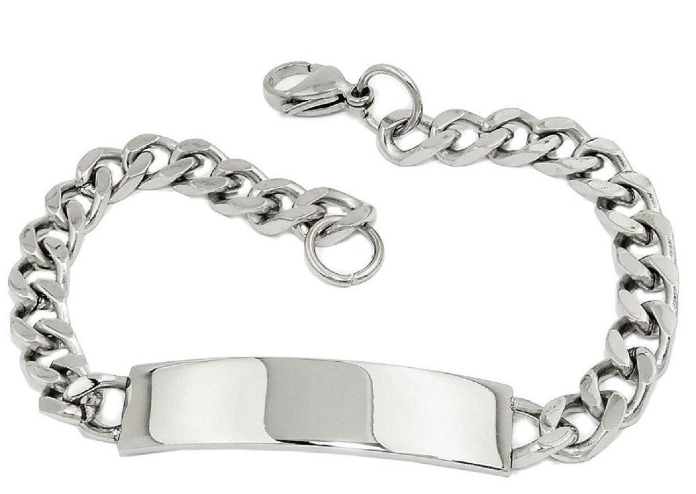 unbespielt Gliederarmband Schildband 6,5 mm Armband Panzer Edelstahl 20 cm, Modeschmuck für Damen und Herren