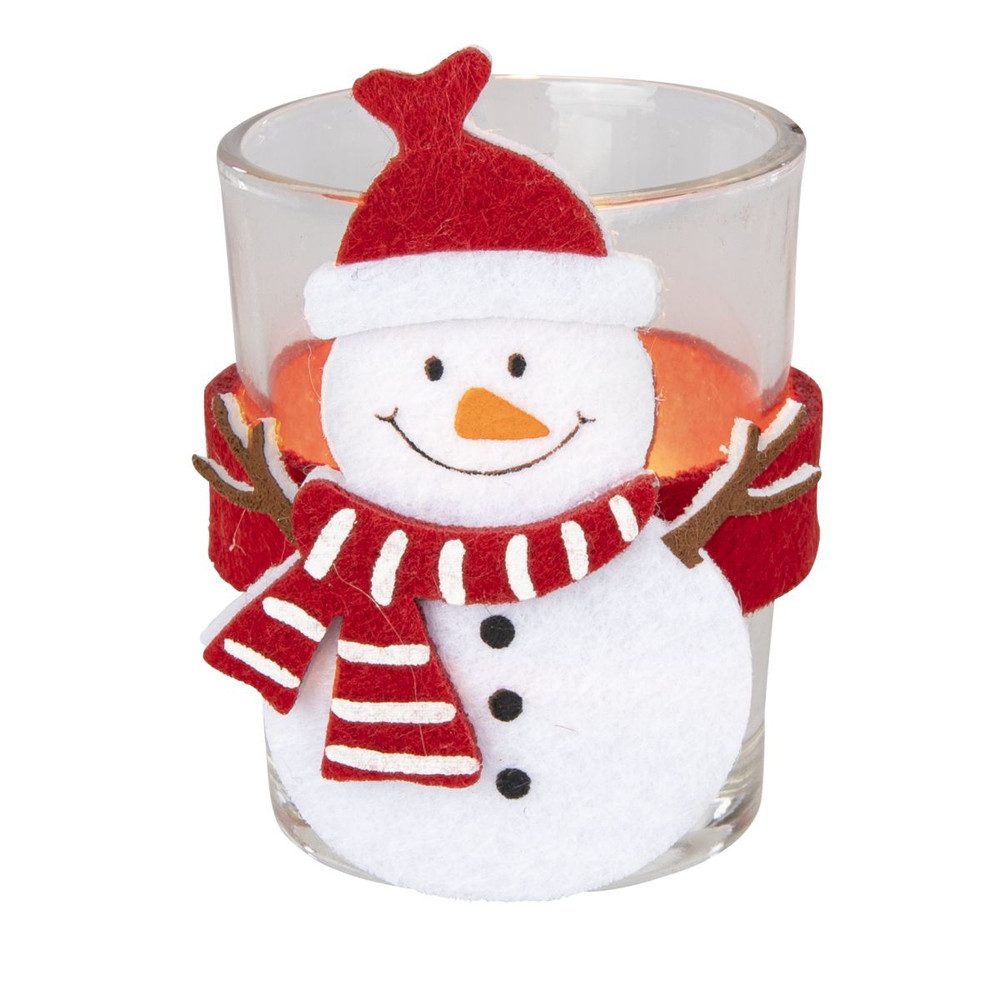 MICA Windlicht Teelichtglas - Weihnachtsmann - rot/weiß/klar - ca. 4 x 6 cm günstig online kaufen