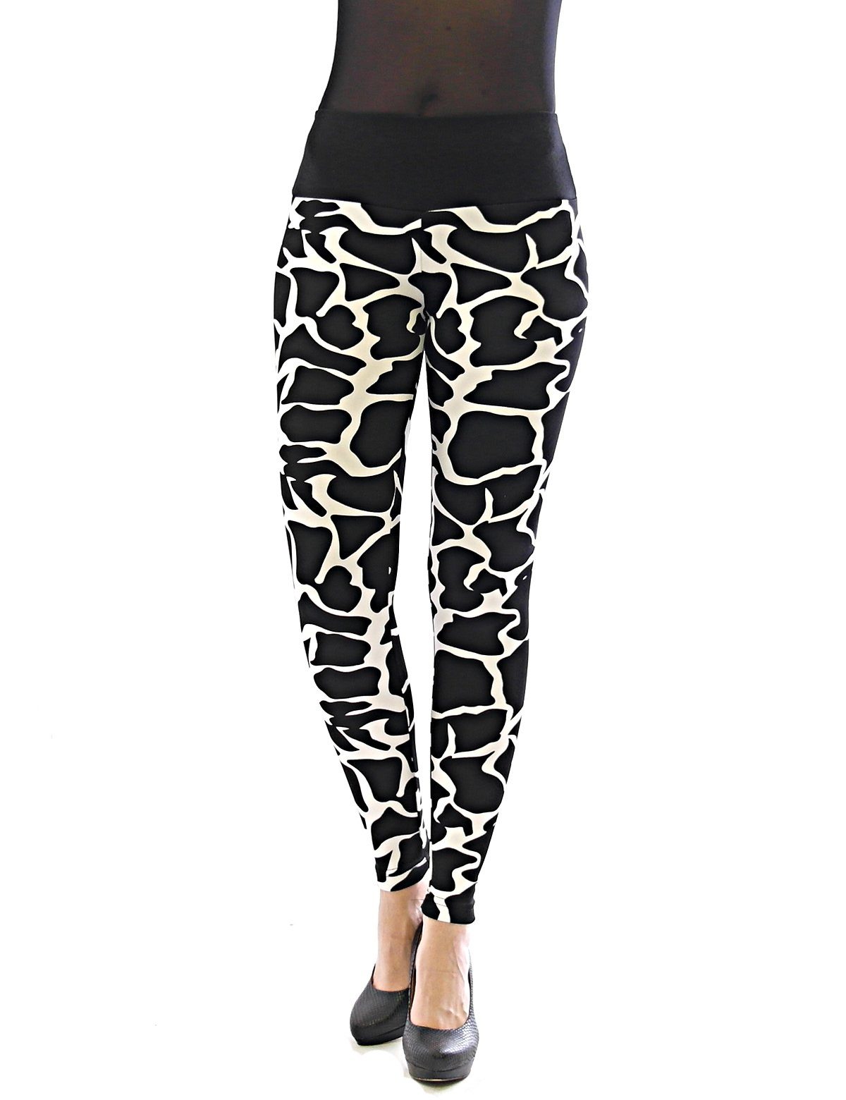 YESET Leggings Damen Leggings lang hoher Bund Hose Leopard Tier Muster Tier-Muster, hoher Bund Giraffe-schwarz-8