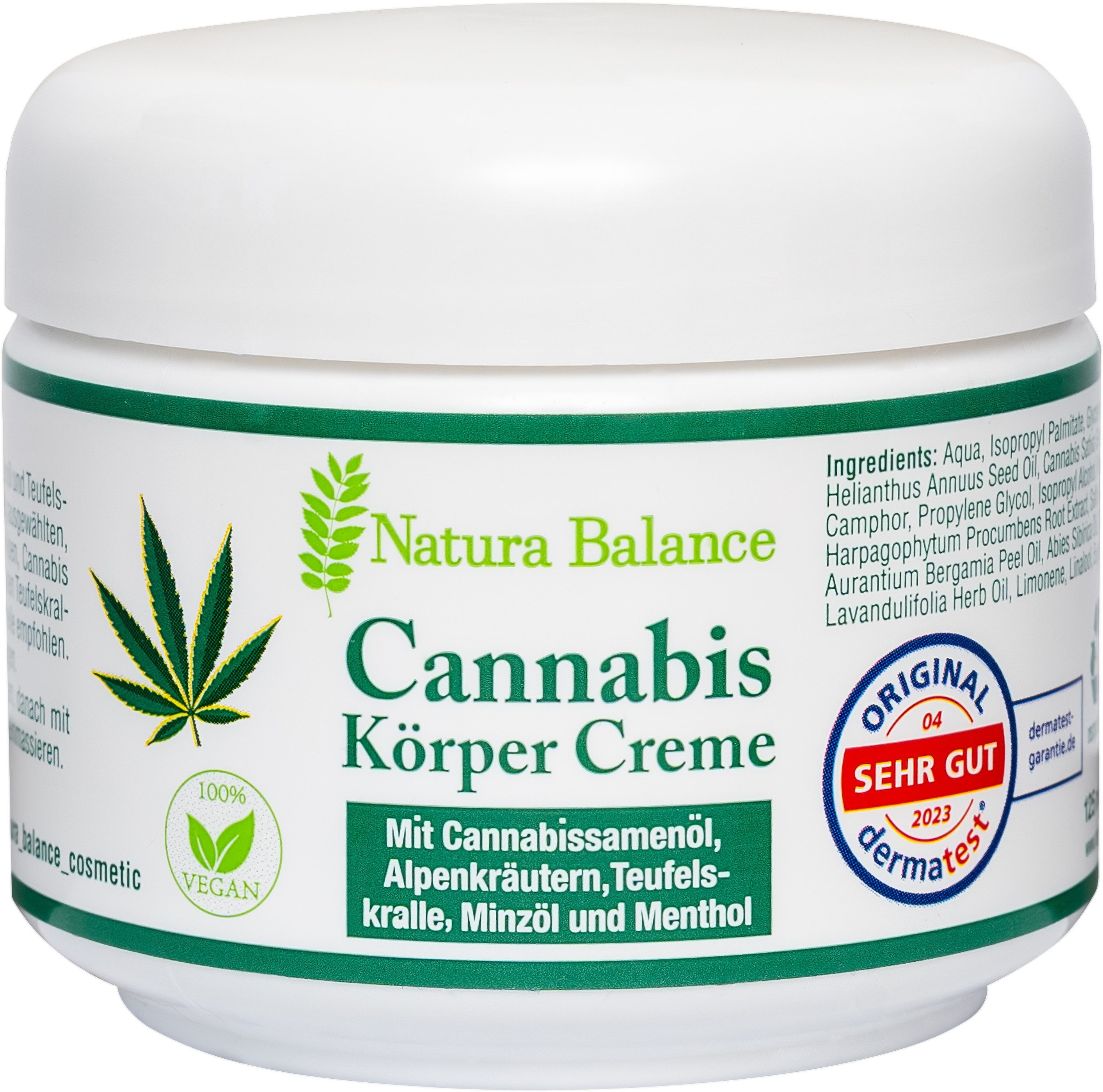 Natura Balance Körpercreme 3 Dosen a 125ml Cannabis Körper Creme Alpenkräuter Salbe