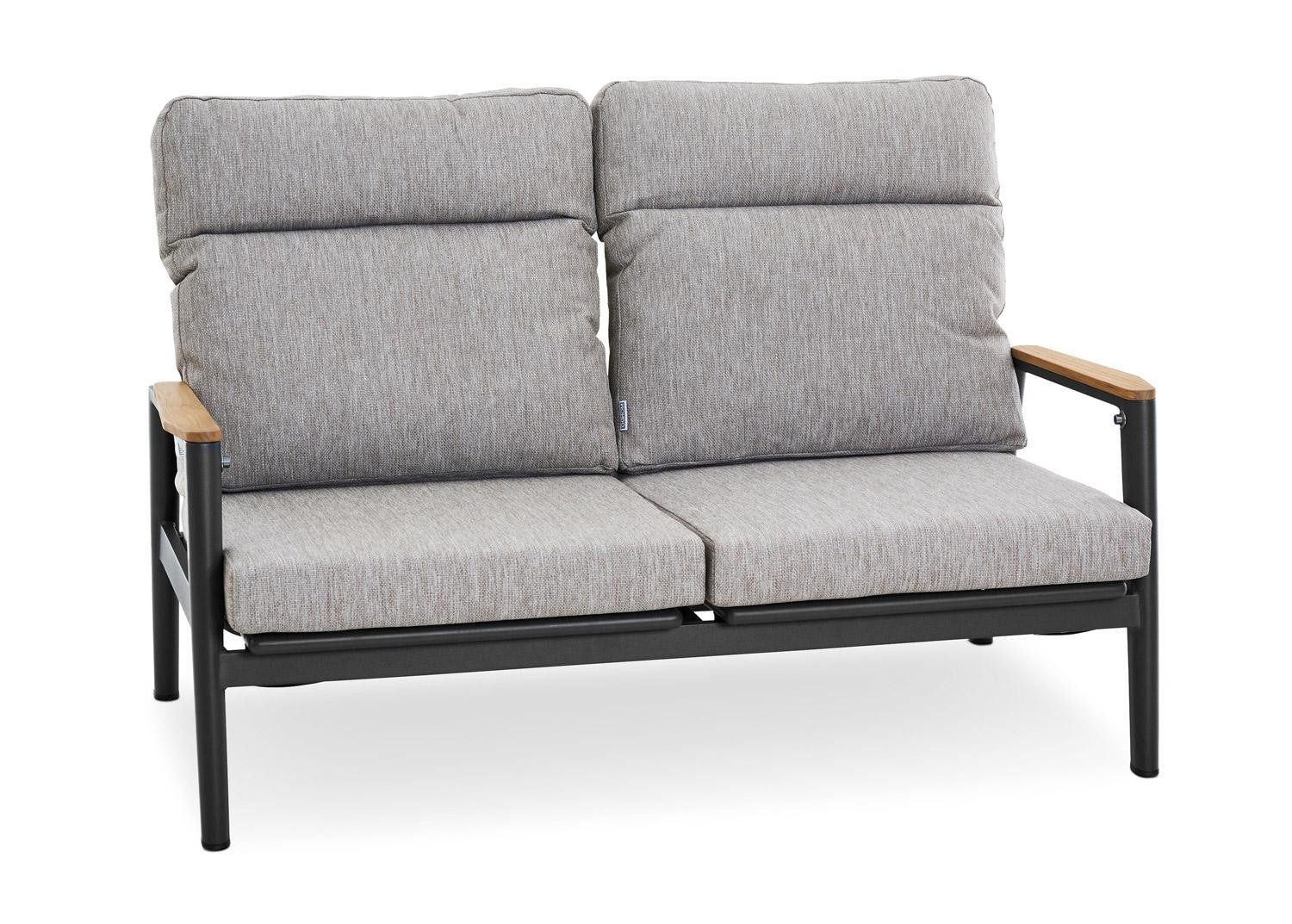 MONDO Gartenbank LATEA, Anthrazit, Grau, Taupe, Aluminium, mit Kissen, verstellbare Rückenlehne, B 86 x H 152,5 x T 92 cm