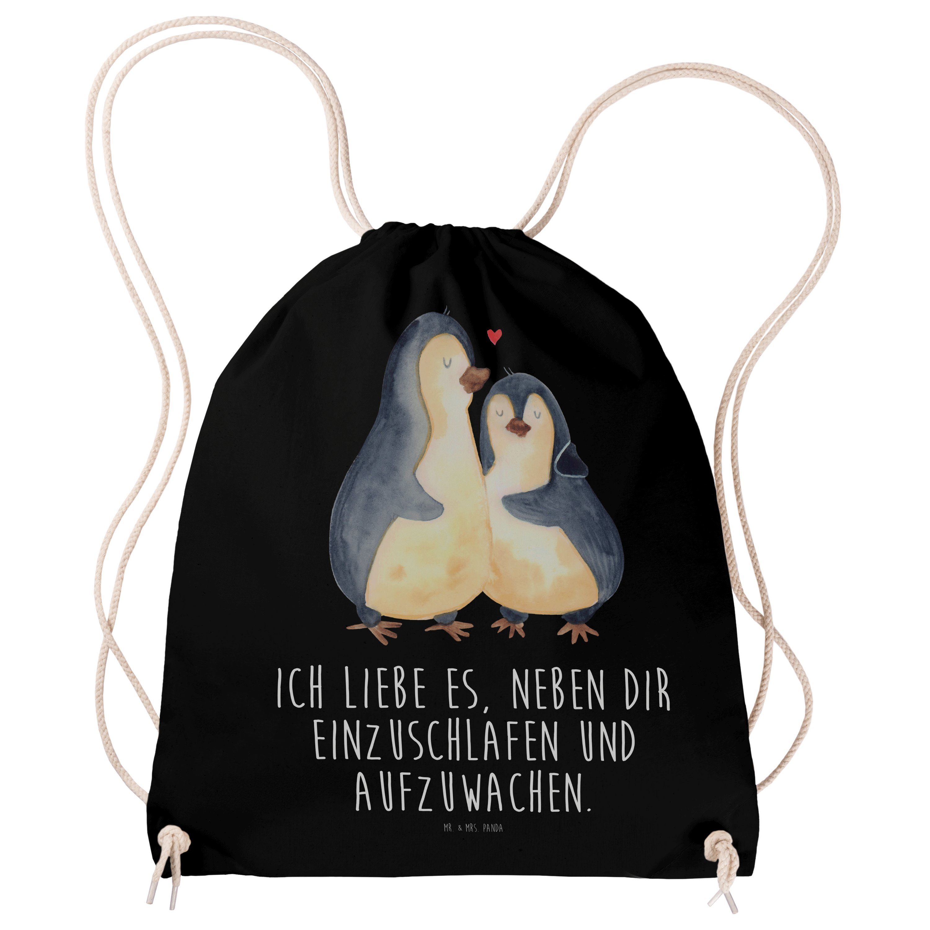 Mr. & Mrs. Panda Sporttasche Pinguine Einschlafen - Schwarz - Geschenk, Freund, Heiratsantrag, Ehe (1-tlg)