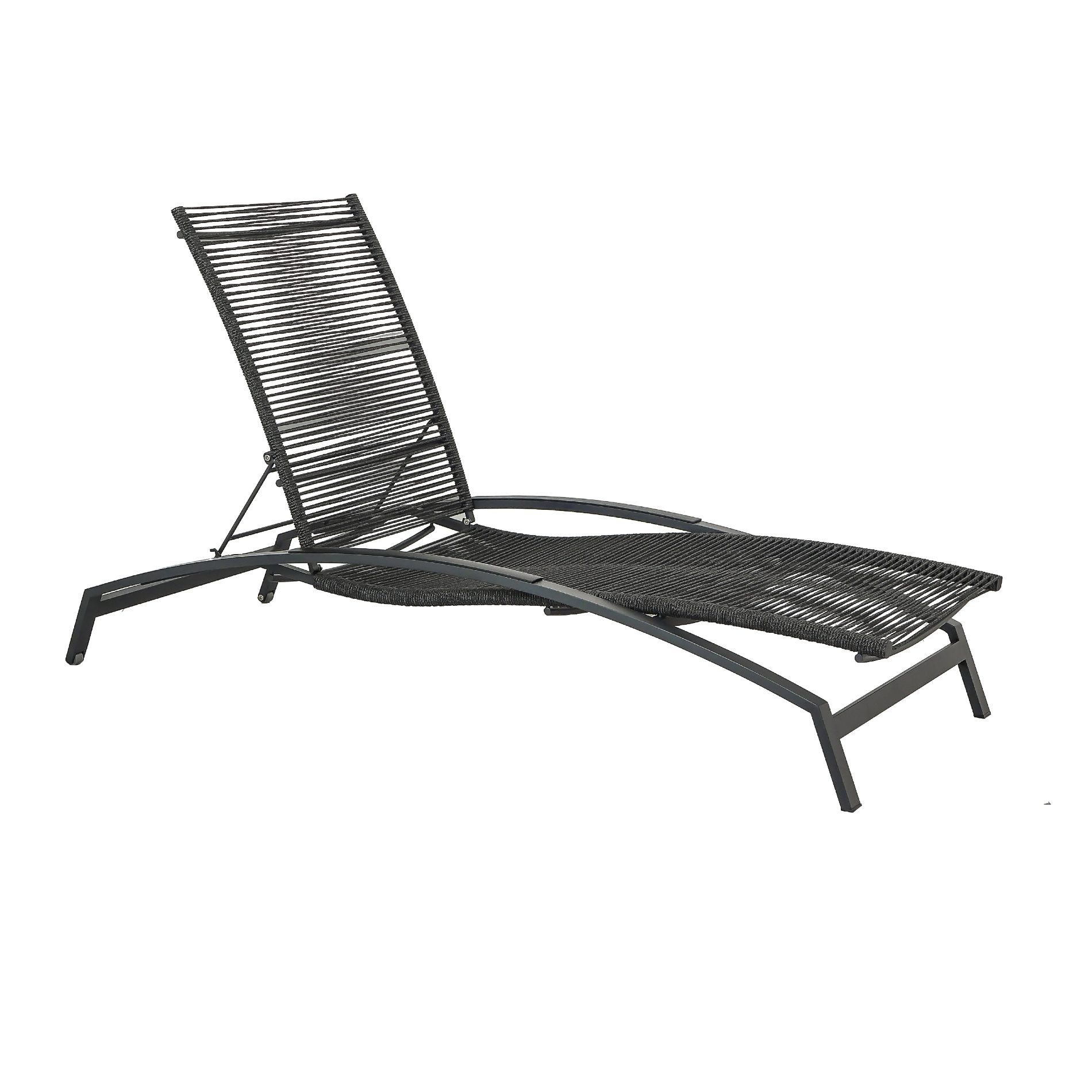 CASA DOMA Gartenliege Mineo, 4-fach verstellbar, 2 Rollen, Edelstahl anthrazit, Outdoor-Rope, Sonnenliege