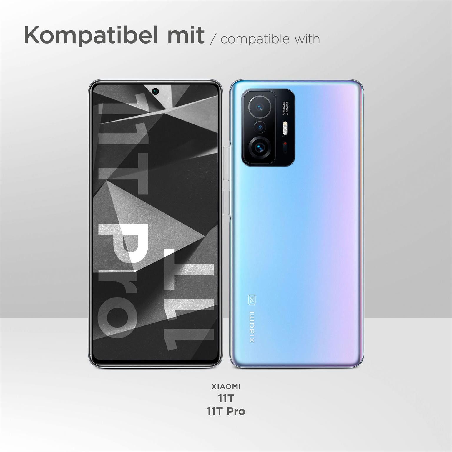 ONEFLOW Handyhülle für Xiaomi 11T Premium Hülle Business Cover Schwarz 6,67 Zoll, 360 Grad Schutzhülle Flip Case Etui Klapphülle Dünn Leder Handy Tasche