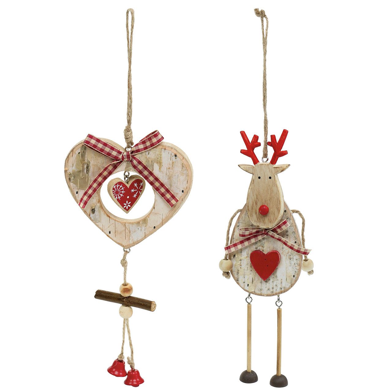 Florists Products Christbaumschmuck Elch Herzhänger Birke Weihnachten Deko 23cm 2er Set