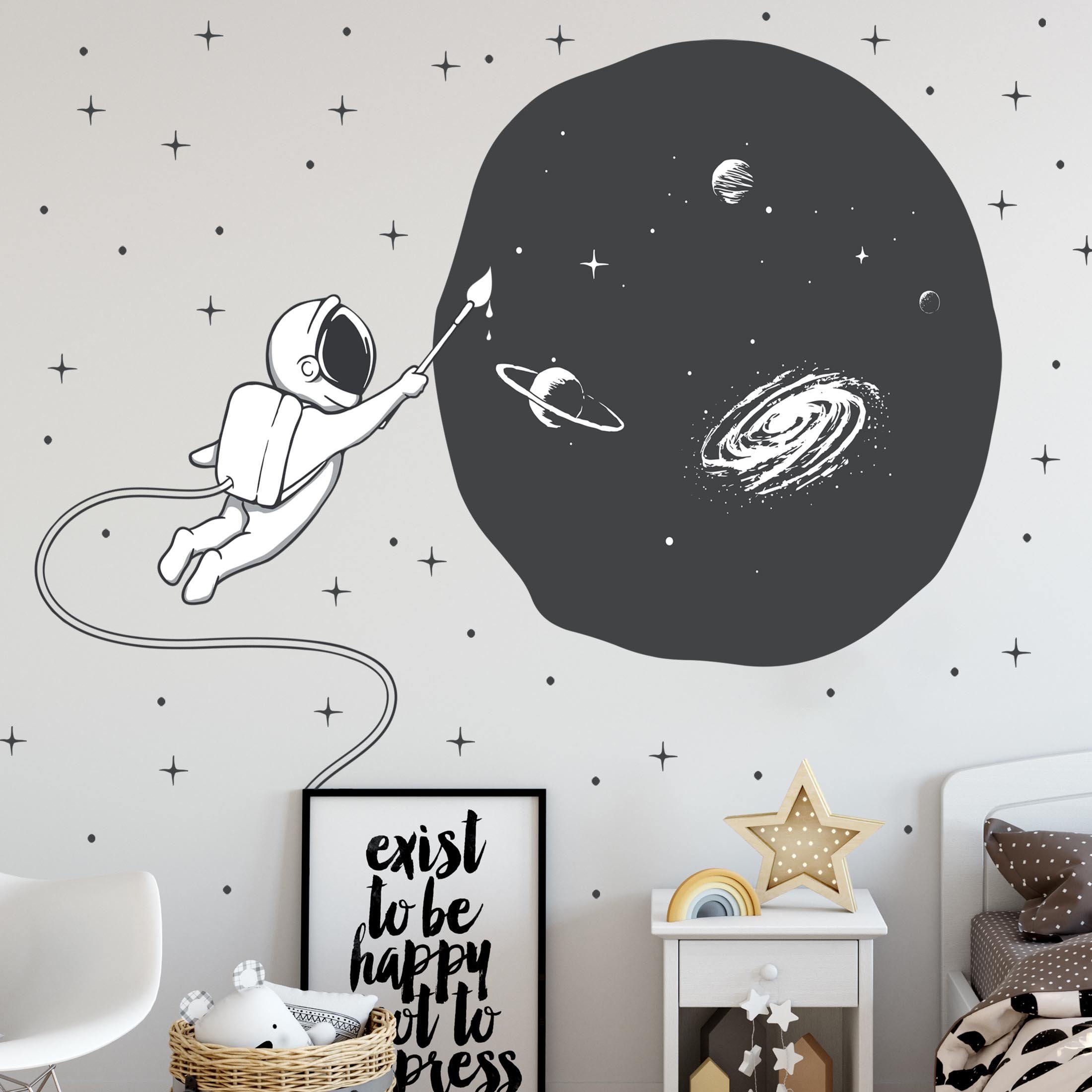 WANDKIND Wandtattoo Astronaut Künstler V309 Milchstraße, Rückstandslos Abziehbar