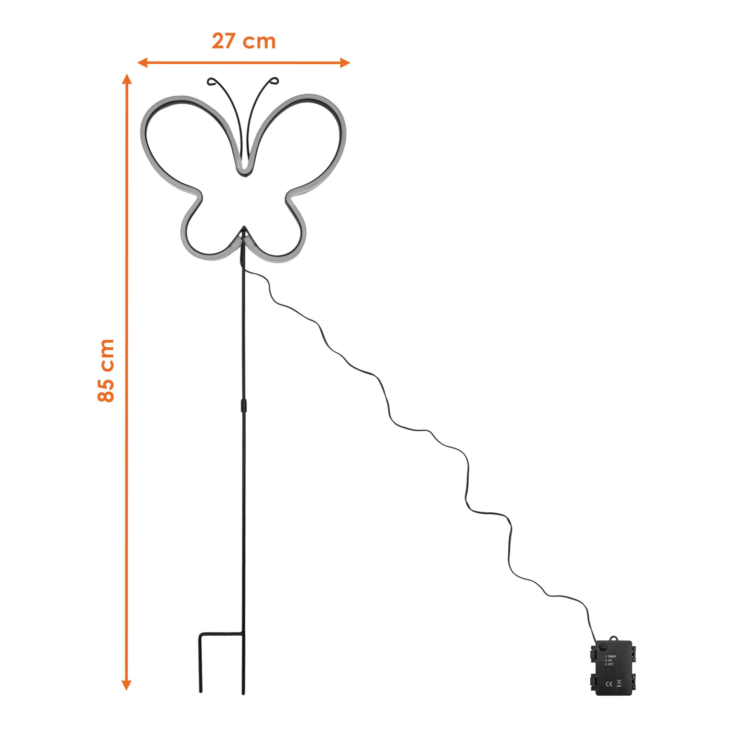 Spetebo Gartenstecker LED Beetstecker Neon Schmetterling mit Timer (Anzahl, günstig online kaufen