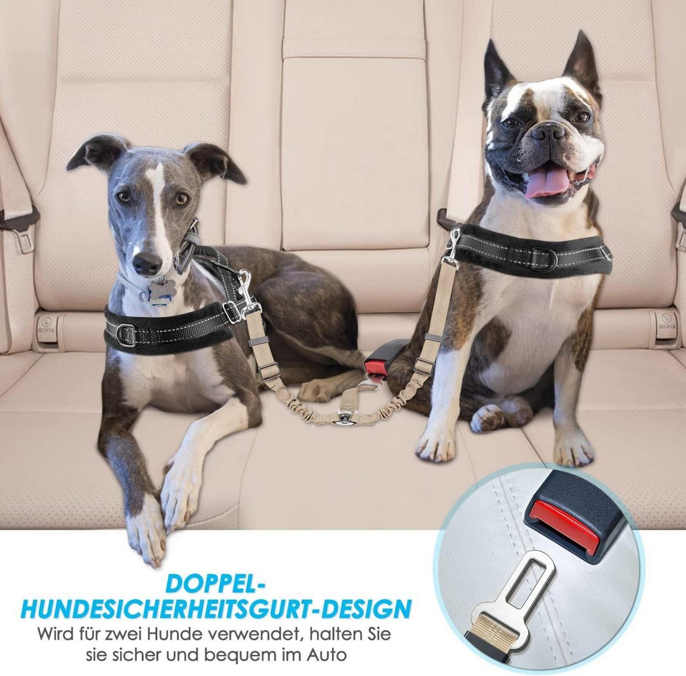 Thumbnail - SlowTon Hunde-Halsband Anschnallgurt Hund Auto langlebig elastisch verstellbarer