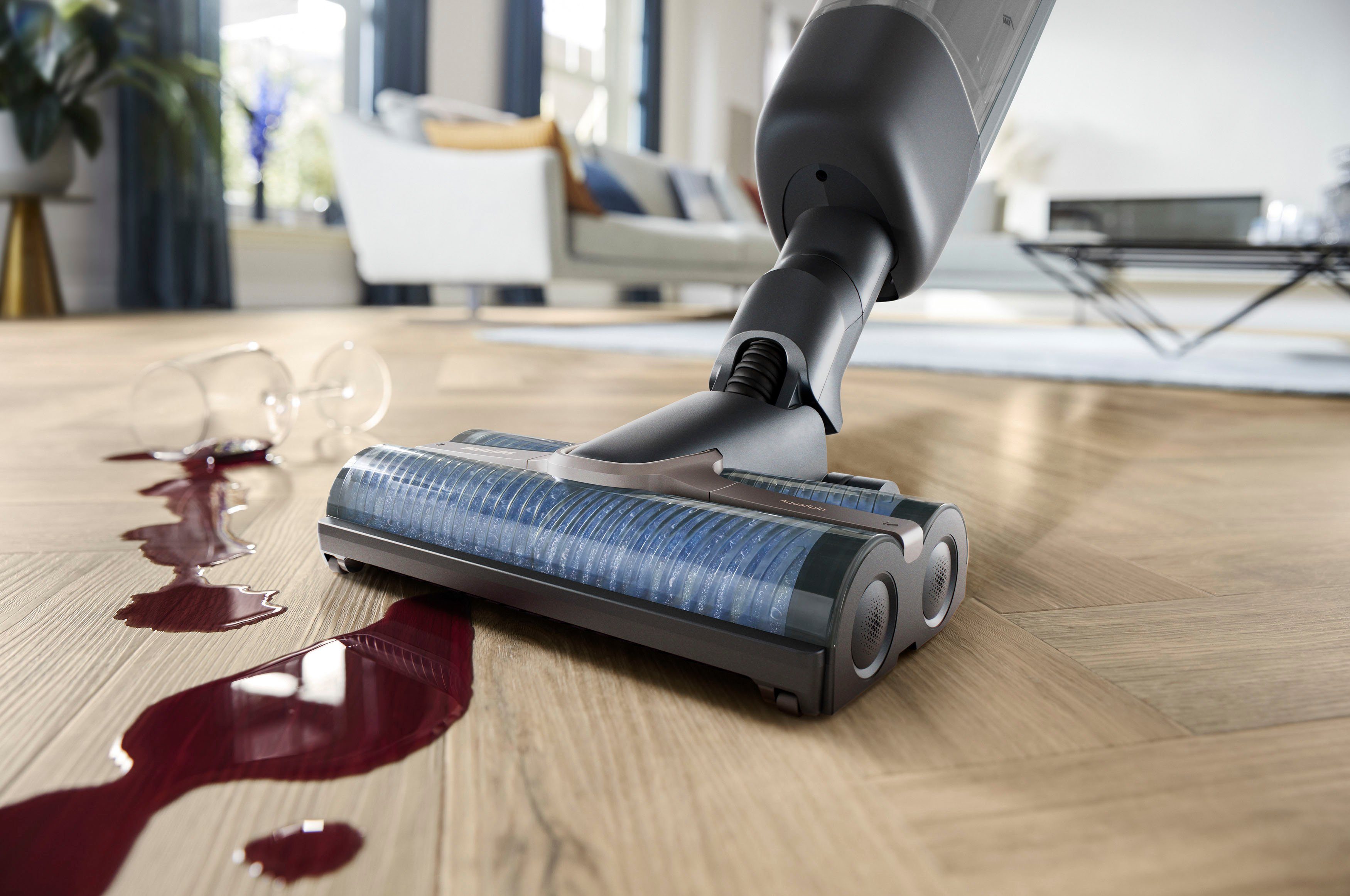 Philips Nass-Trocken-Sauger XW7110/01 AquaTrio Cordless 7000 Series, beutellos, mit 30 Minuten Laufzeit, AquaSpin-Düse