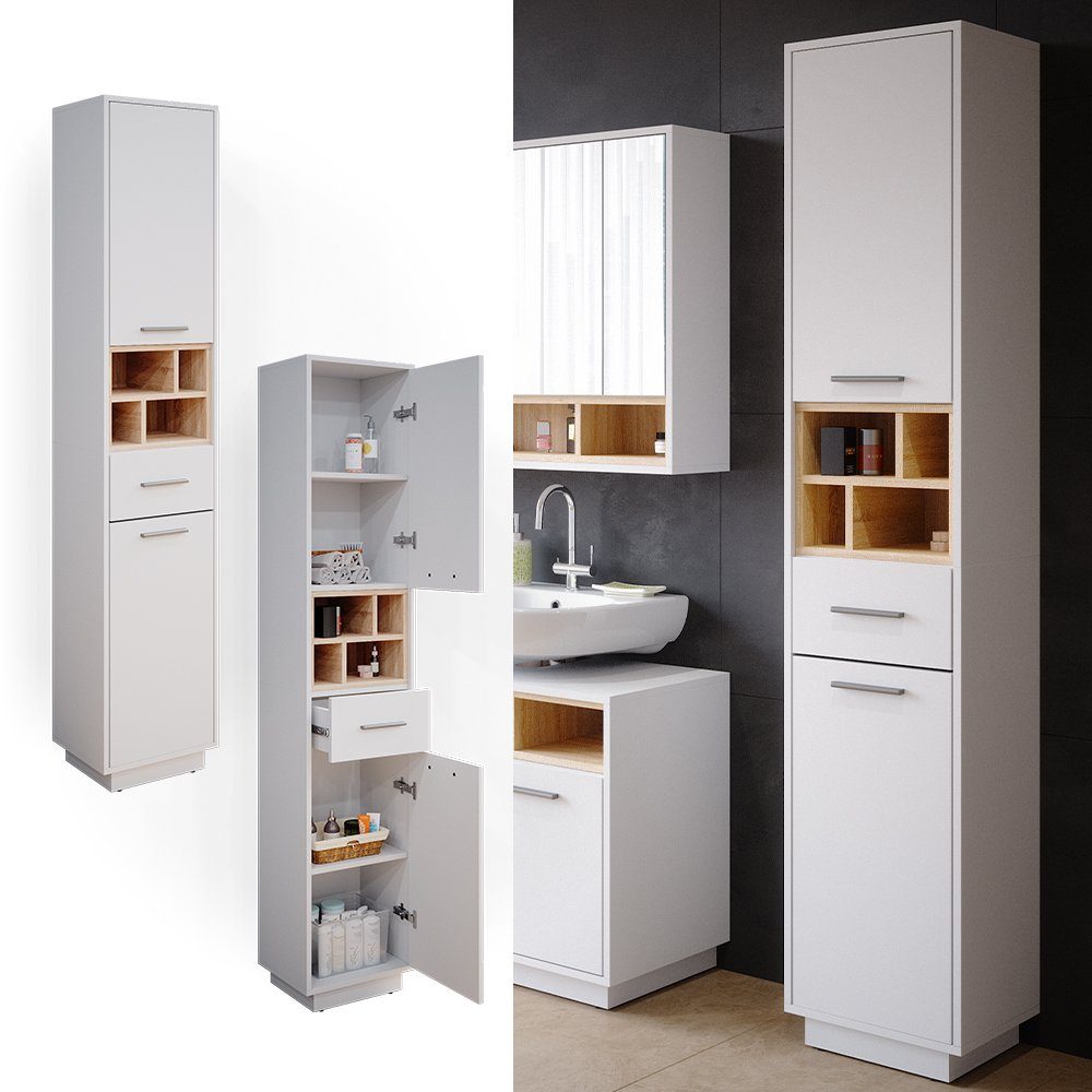 Vicco Hochschrank Beatrice, Weiß/Sonoma, 38 x günstig online kaufen