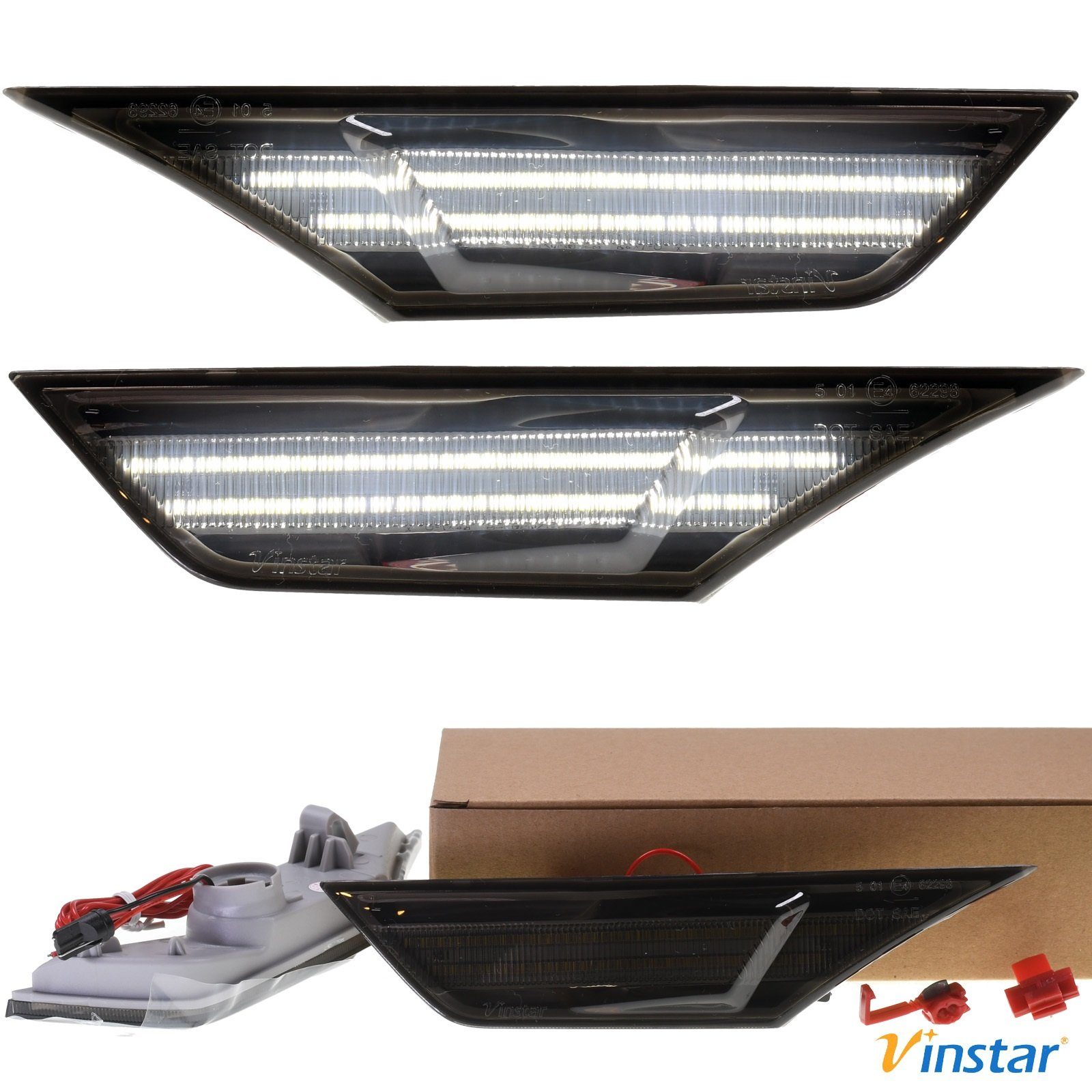 Vinstar KFZ-Ersatzleuchte 2X LED SMOKE Rauchglas Seitenblinker Blinker für HONDA, HONDA Civic X ab 2015 auch TYPE-R
