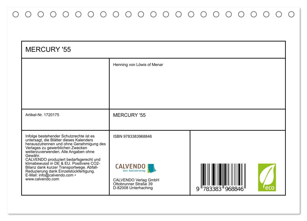 Thumbnail - CALVENDO Wandkalender MERCURY '55 (Tischkalender 2025 DIN A5 quer), CALVENDO Monatskalender
