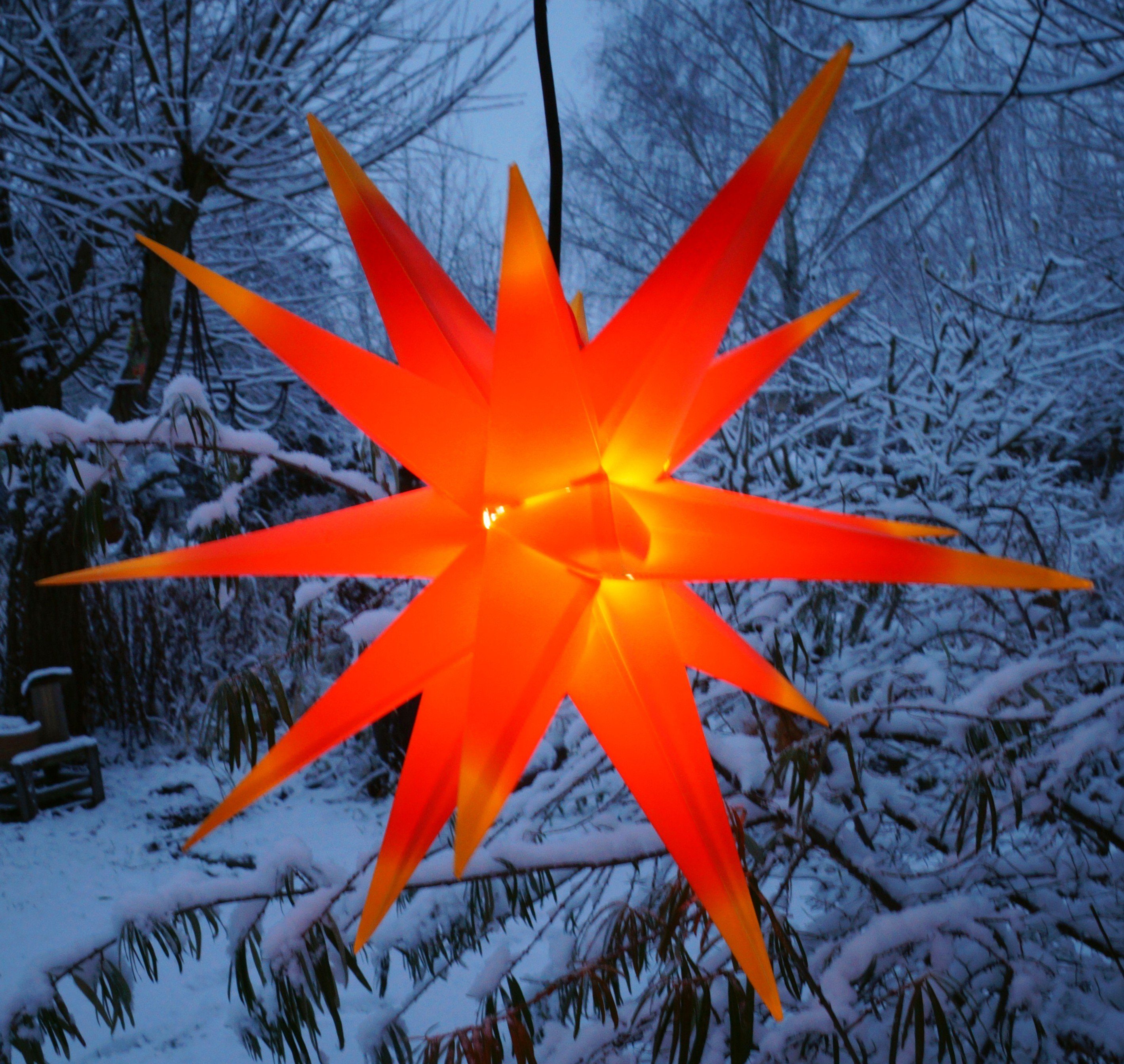 außen Außenstern LED-Stern Ø Kaspar, 3D 55 Weihnachtsstern,.., Guru-Shop rot/gelb 4xAA Batterie für cm Leuchtmittel inklusive