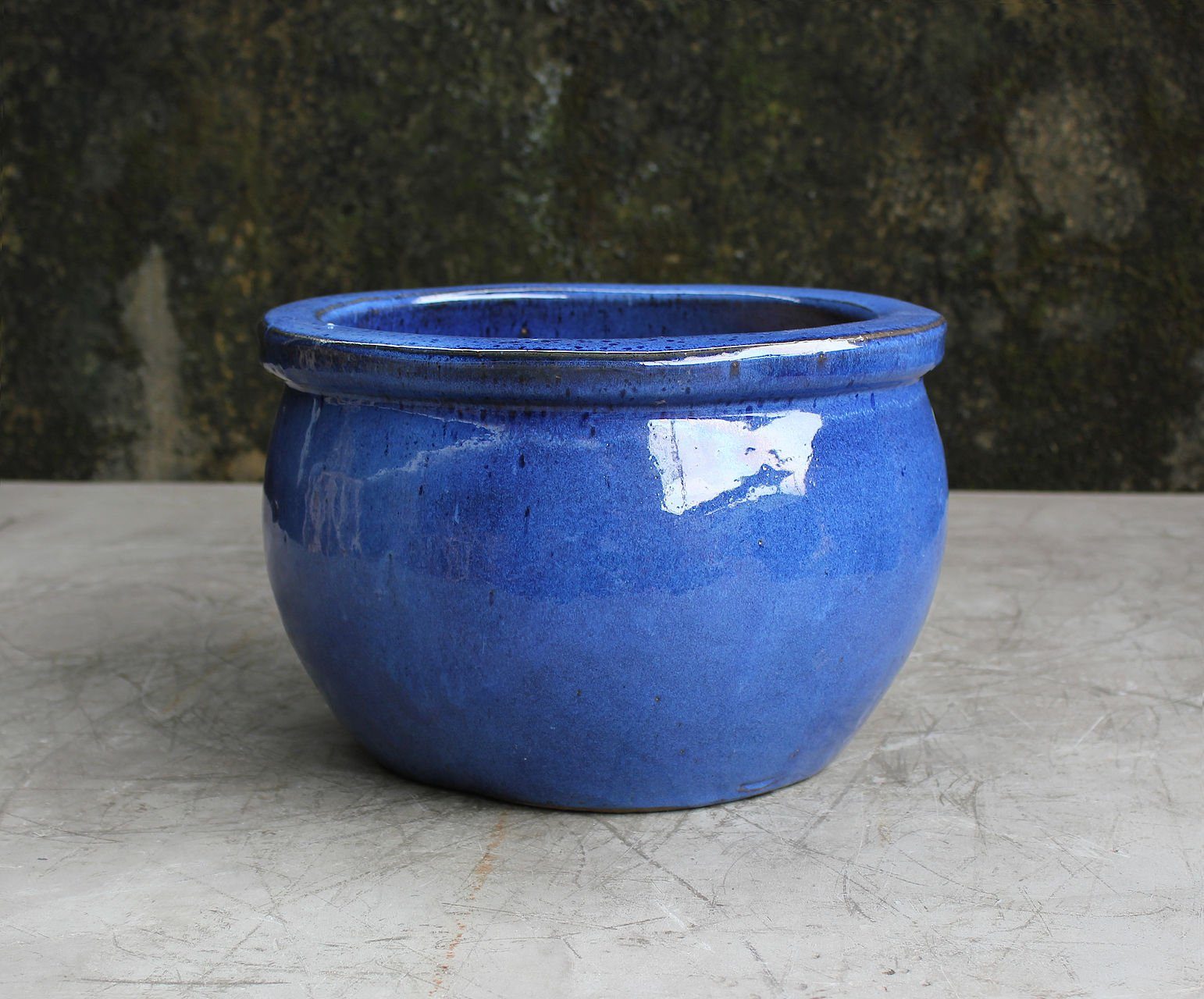 Teramico 30x18cm Blumentopf Blau, 100% "Bavaria" Frostfest Keramik Pflanzkübel