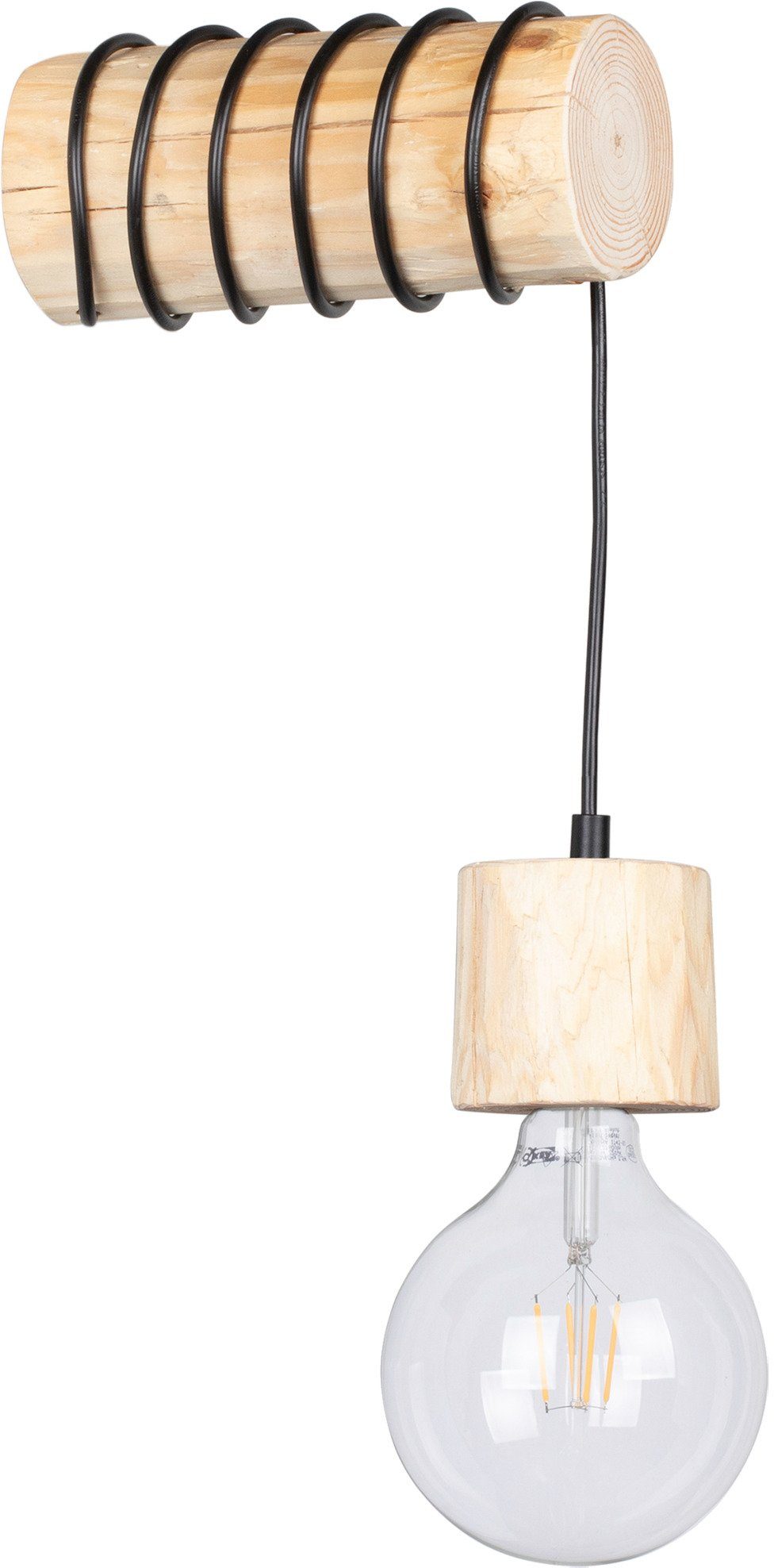 SPOT Light PINO, Kiefernholz Nachhaltig Wandleuchte Ø Holzbalken TRABO Leuchtmittel cm, massivem wechselbar, 8-12 aus