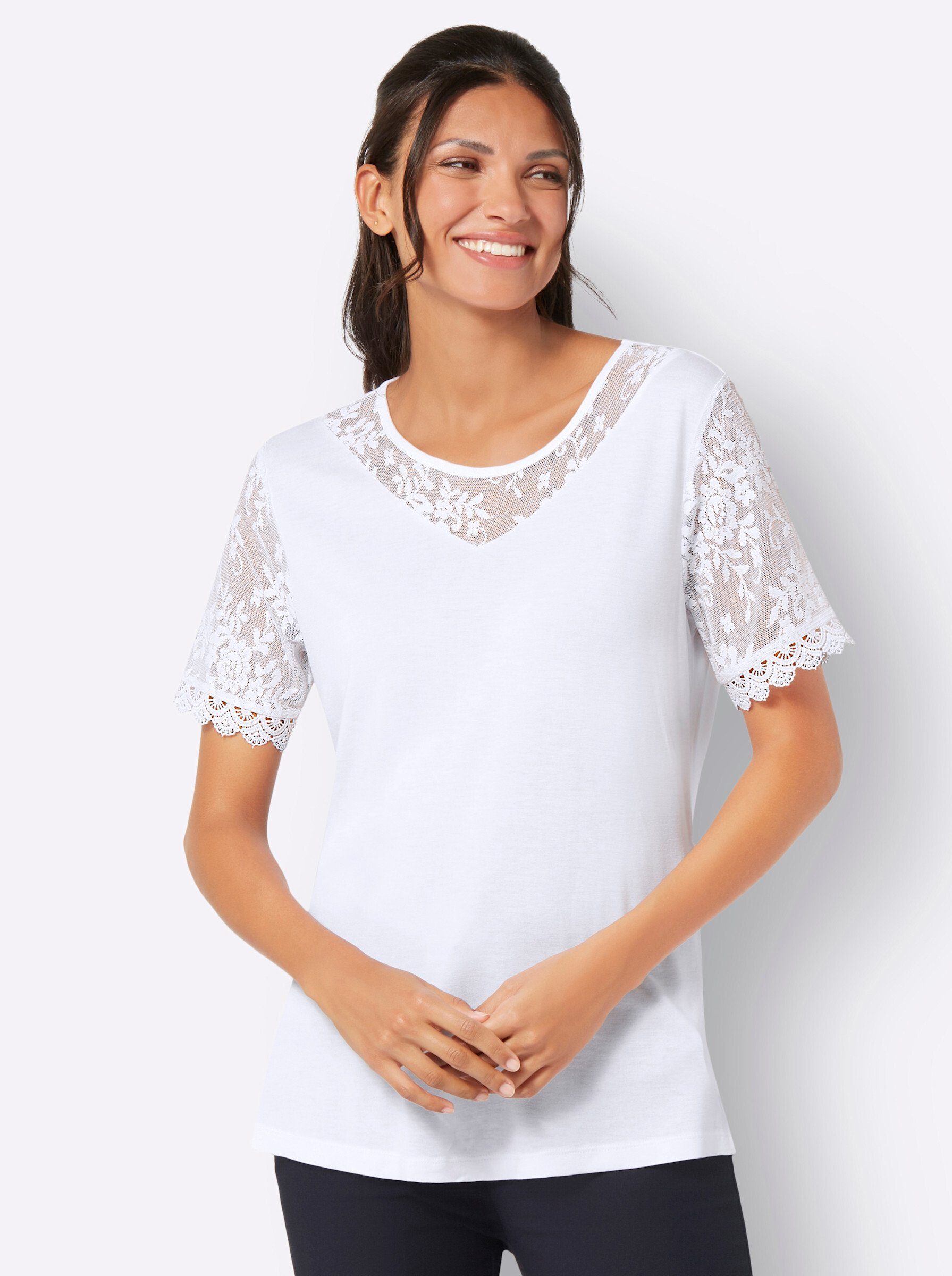 Sieh an! T-Shirt Spitzenshirt . mit Rundhalsausschnitt günstig online kaufen