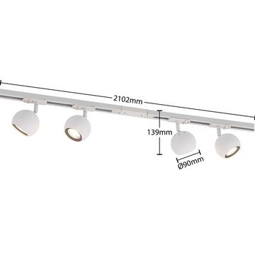 Lindby Schienensystem-Leuchten Linaro, 210 cm, Modern, Metall, weiß, 4 flammig, GU10, 1-Phasen Stromschiene