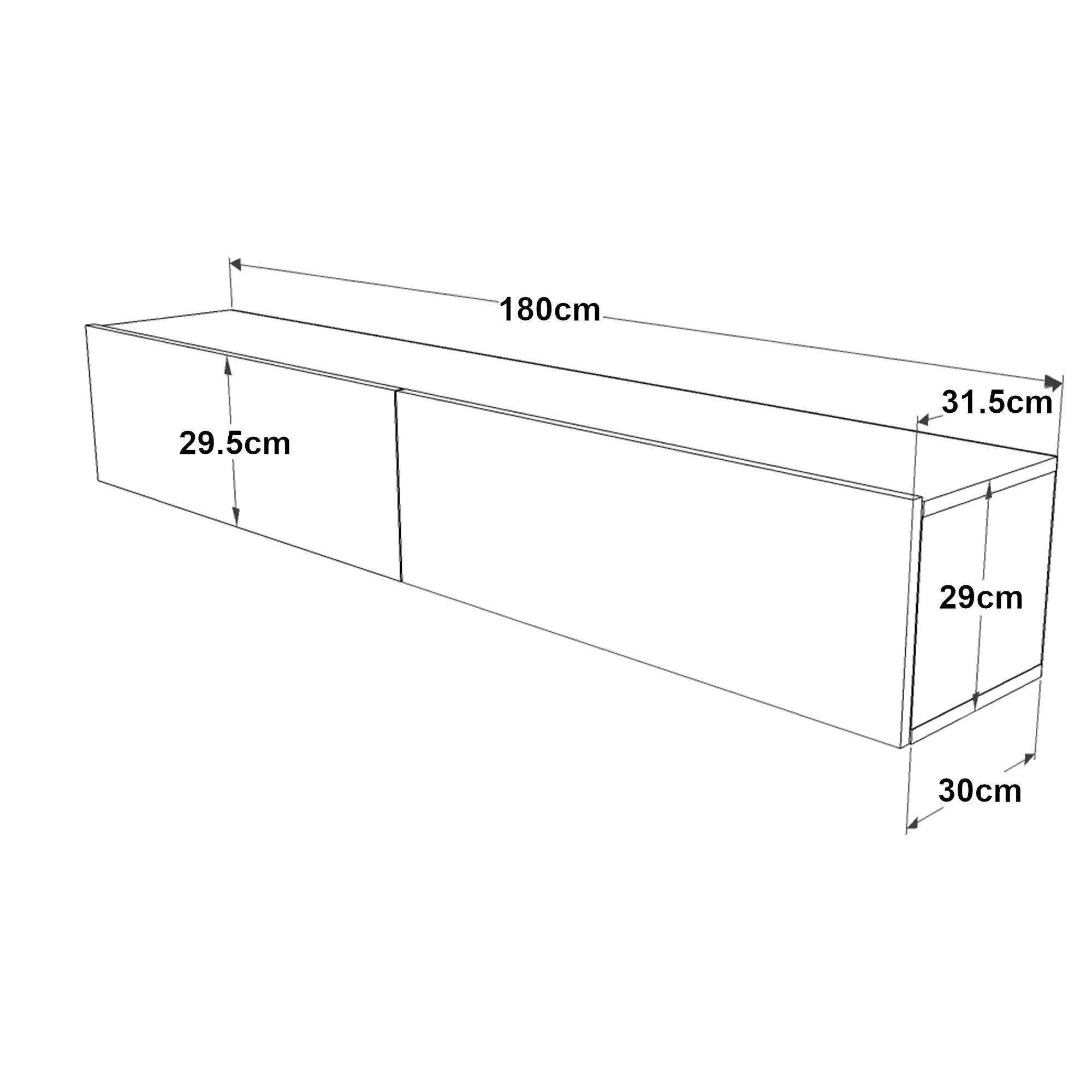 en.casa TV-Schrank »Lapinlahti« 180x31,5x29,5cm Schwarz/Betonoptik
