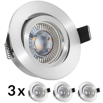 LEDANDO LED Einbaustrahler 3er RGB LED Einbaustrahler Set extra flach in aluminium matt mit 3W LE