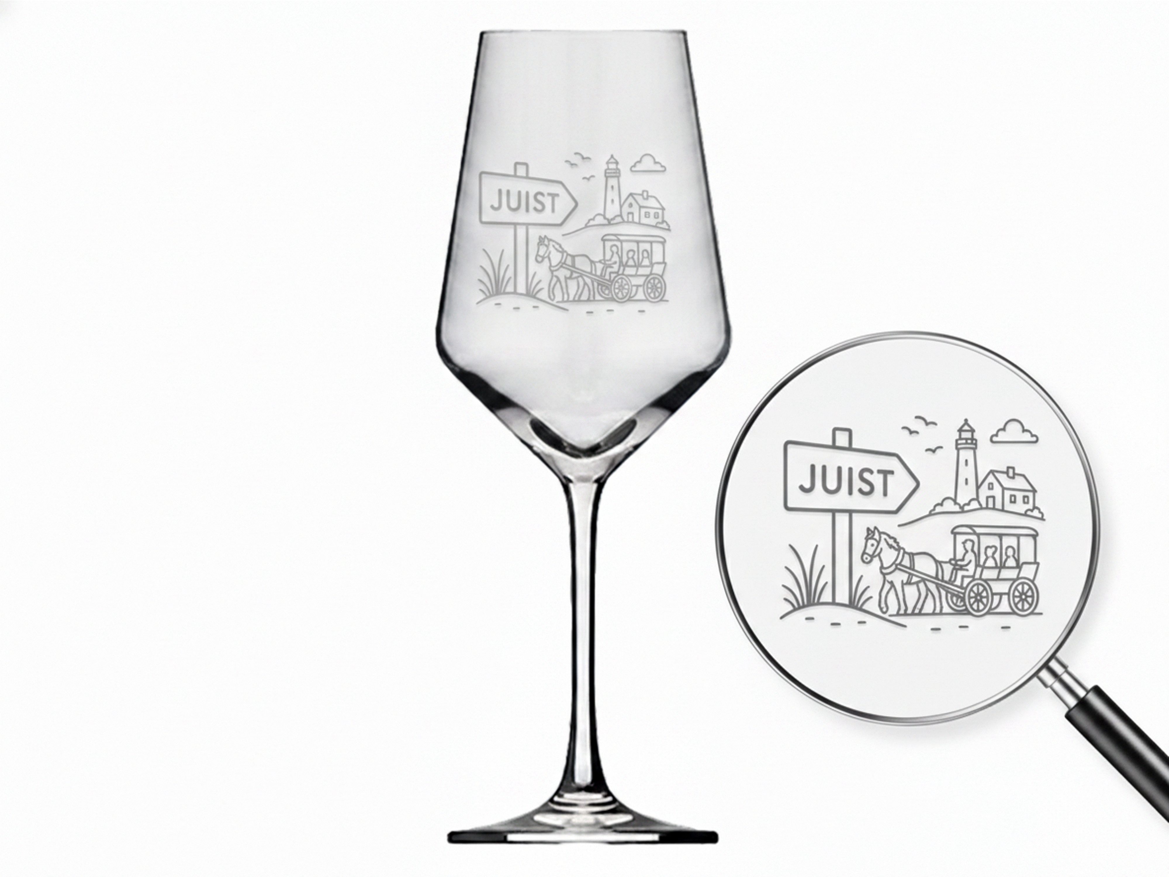 Valhalla Weinglas Valhalla Weinglas Insel Juist 350 ml mit Gravur spülmaschinenfest, 1-tlg., Glas, Atemberaubende Darstellung