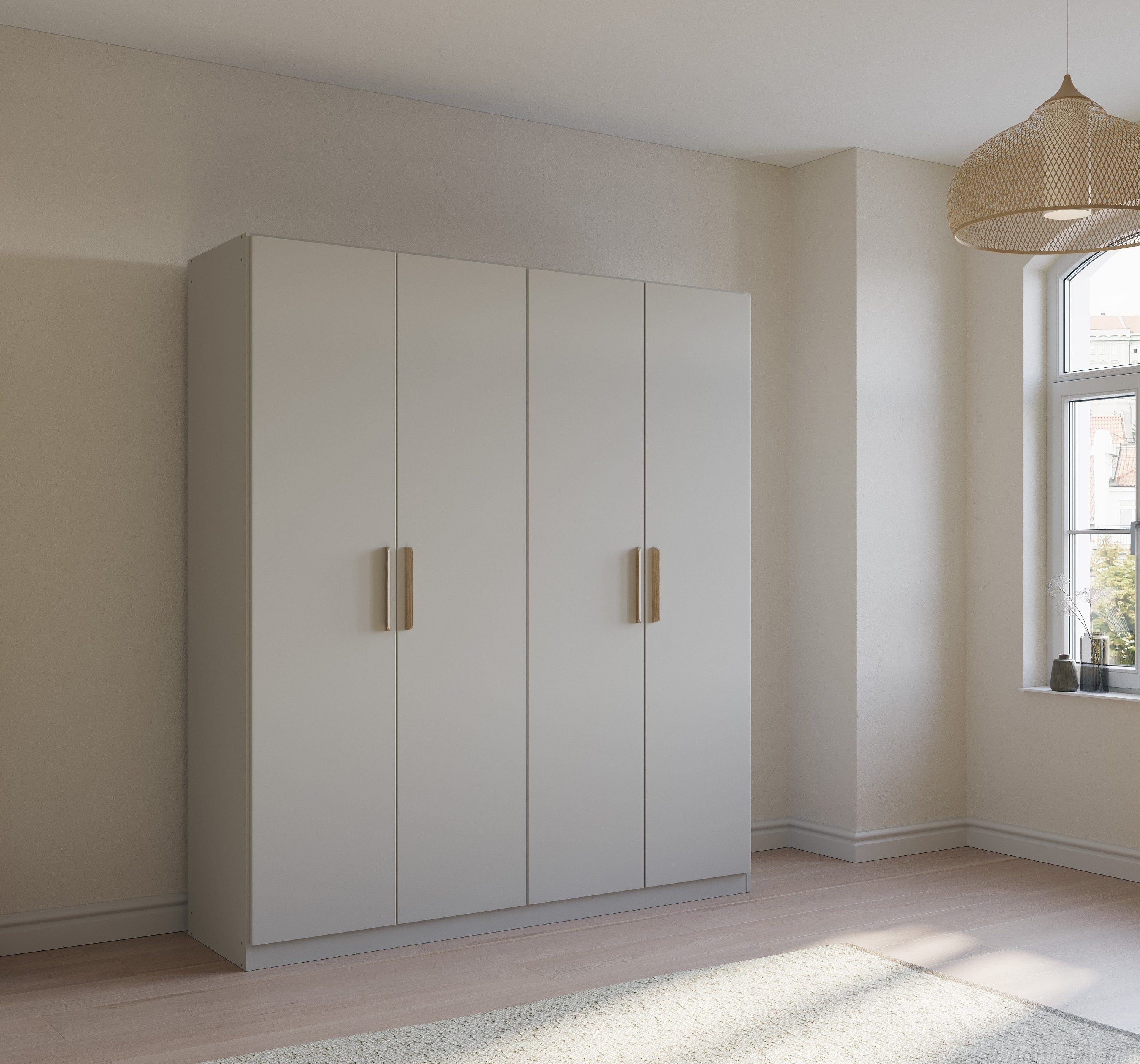 rauch Kleiderschrank Drehtürenschrank Schrank Garderobe Ankleide SKANDI BY QUADRA SPIN (Breiten: 181/226/271 cm, Höhe 210 cm) im Landhaus-Stil mit Massivholzgriffen aus Wildeiche