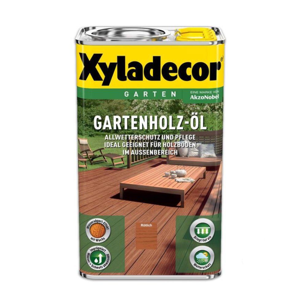 l Pflege Xyladecor  Imprägnieren Öl Farblos 2,5 Boden Holzöl Außen Terrasse Gartenholz Rötlich