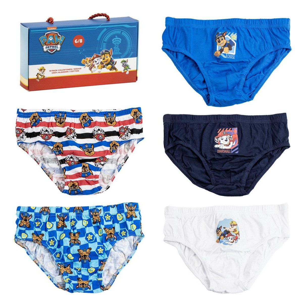 Cerda Slip Paw Patrol Jungen Unterwäsche 5er Pack Kinder Slips Baumwolle (Packung, 5-Er Stück) mit Paw Patrol Logo Druck