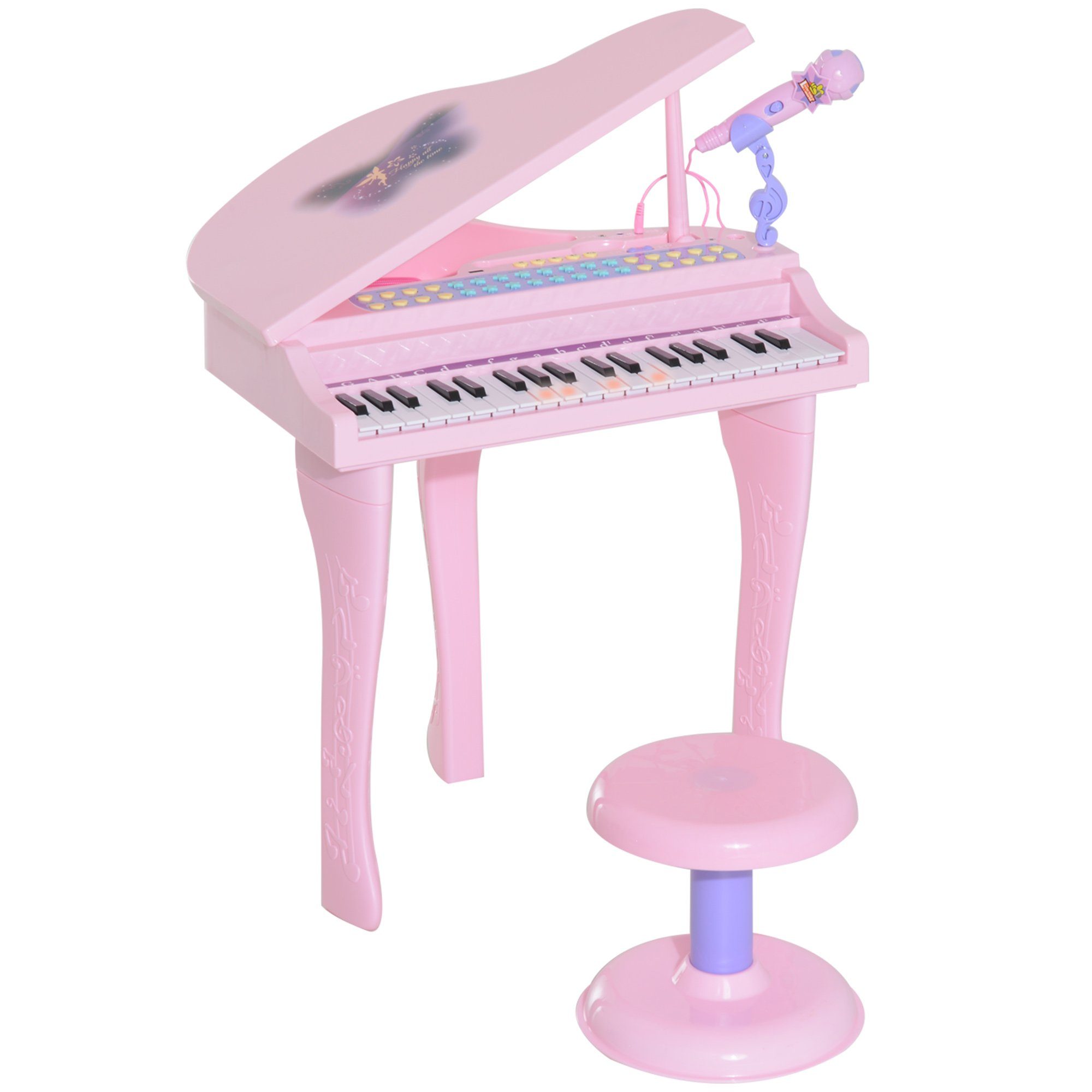 HOMCOM Spielzeug-Musikinstrument Piano Keyboard, Musikinstrument Rosa, (Min günstig online kaufen