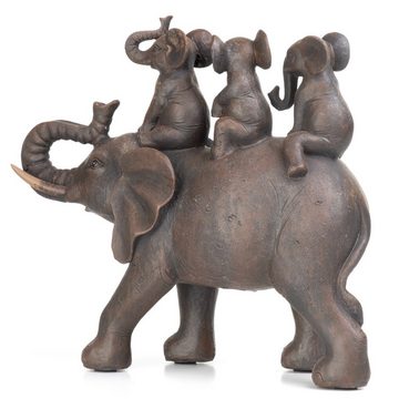 Moritz Dekofigur Deko-Figur Elefantenfamilie Kinder sitzen auf Rücken aus Polyresin, Dekofigur aus Polyresin Dekoelement Dekoration Figuren