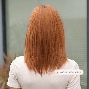 RefinedFlare Toupet 15 Zoll lange, orangebraune Damenperücke mit glattem Haar
