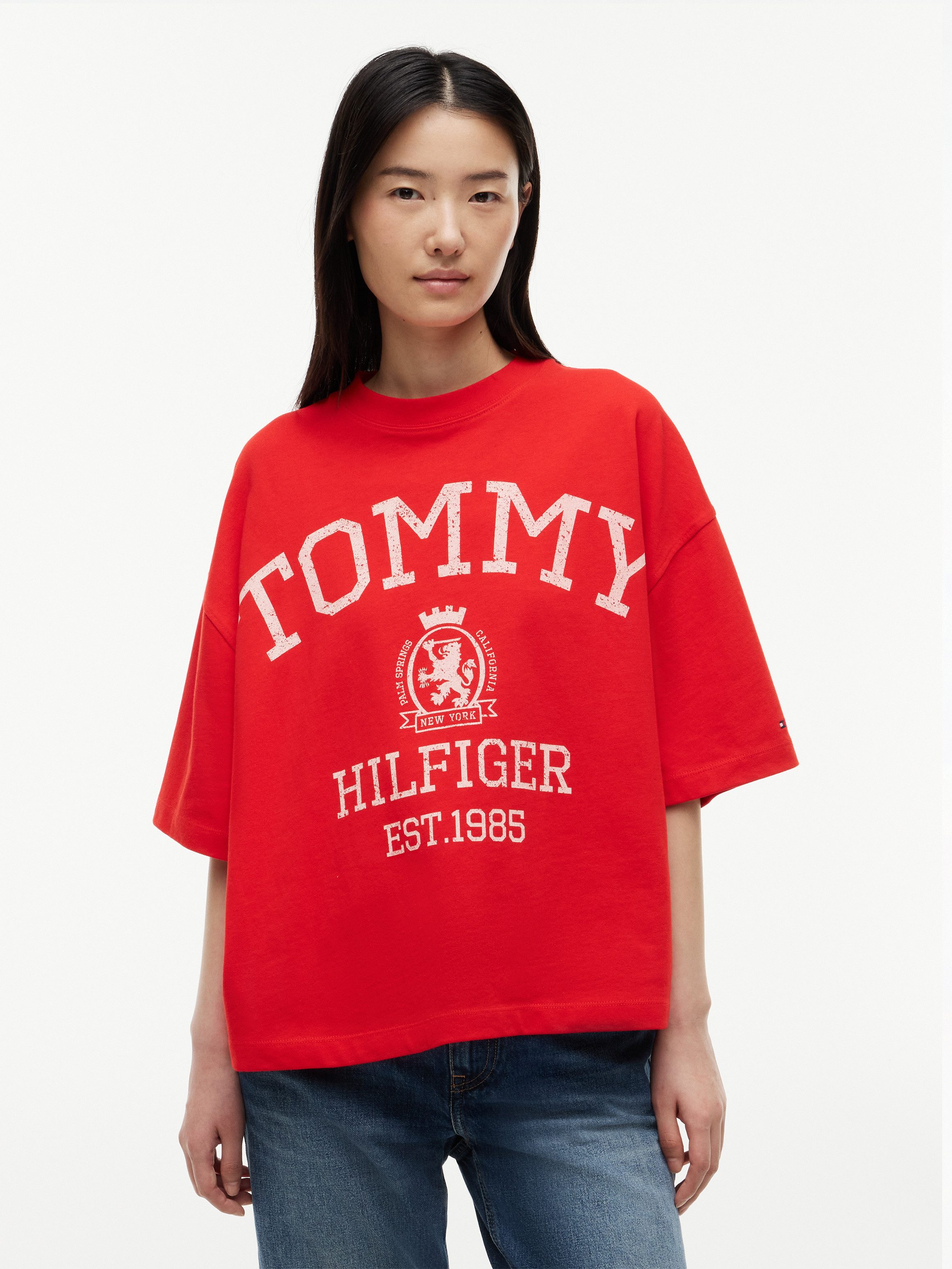 Tommy Hilfiger Kurzarmshirt VARSITY CREST RLX SS T-SHIRT Baumwolle, relaxed fit, Logoprint